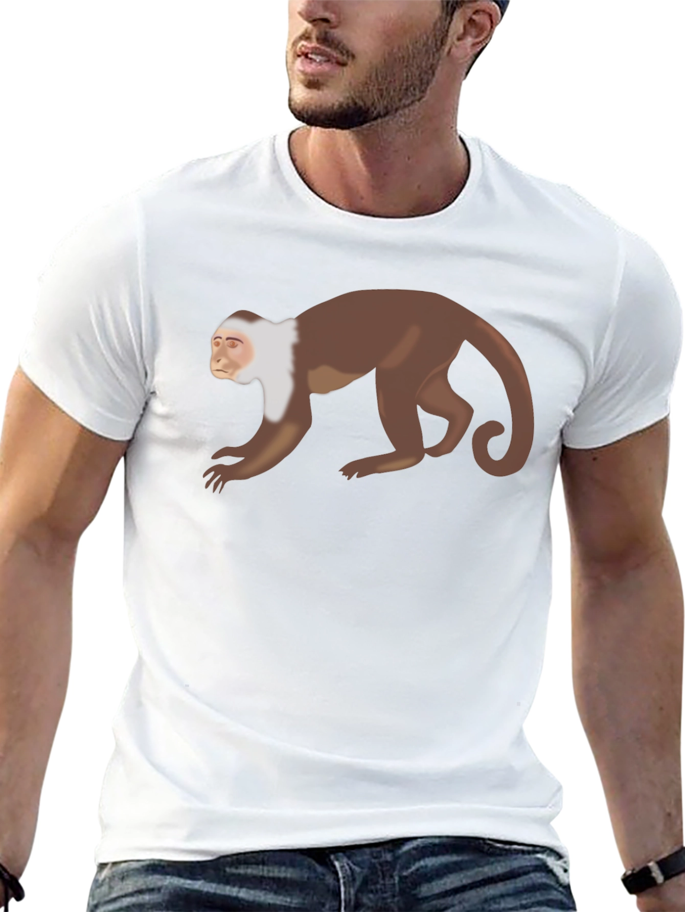 Capuchin Monkey Graphic T-Shirt - Unisex Black Tee