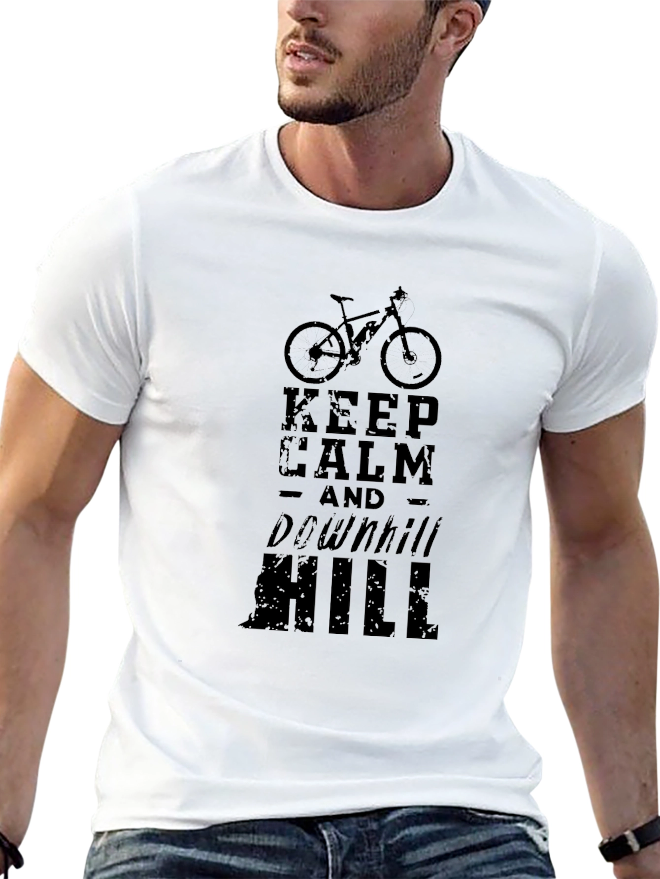 Keep Calm Downhill Bike Graphic Tee - Black