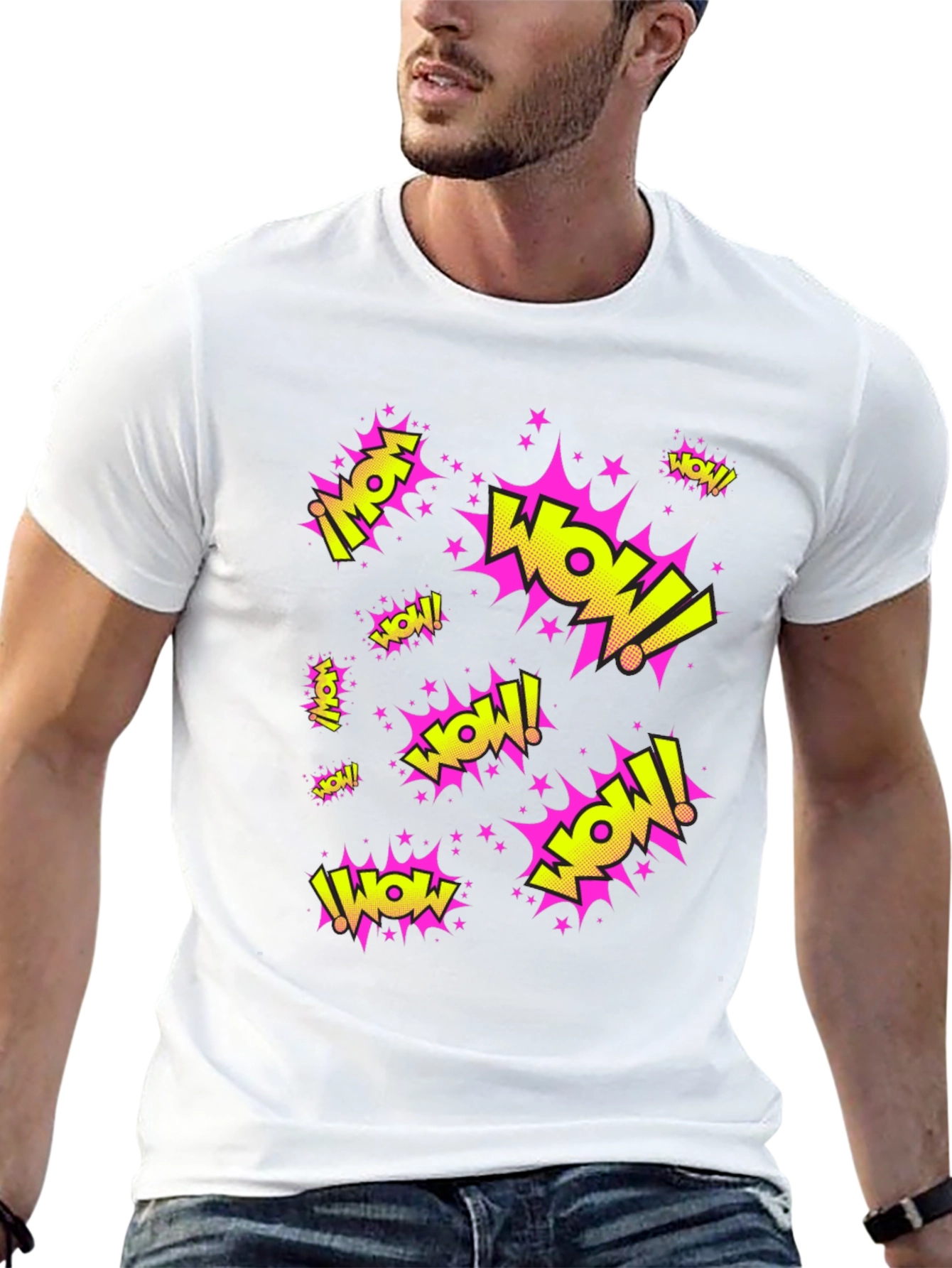 WOW! Graphic Print Black T-Shirt