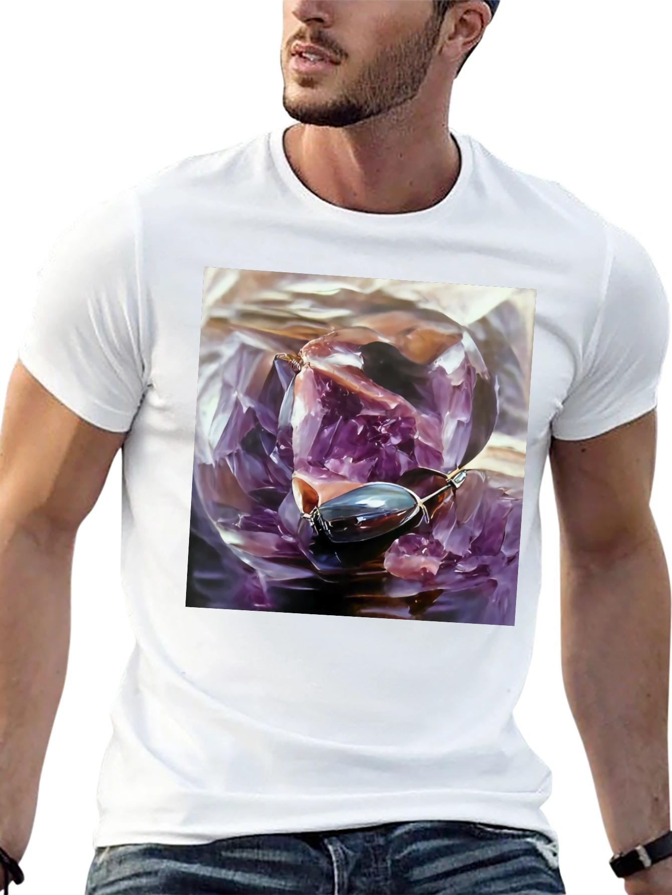 Amethyst Crystal Graphic Tee - Unique Art Shirt