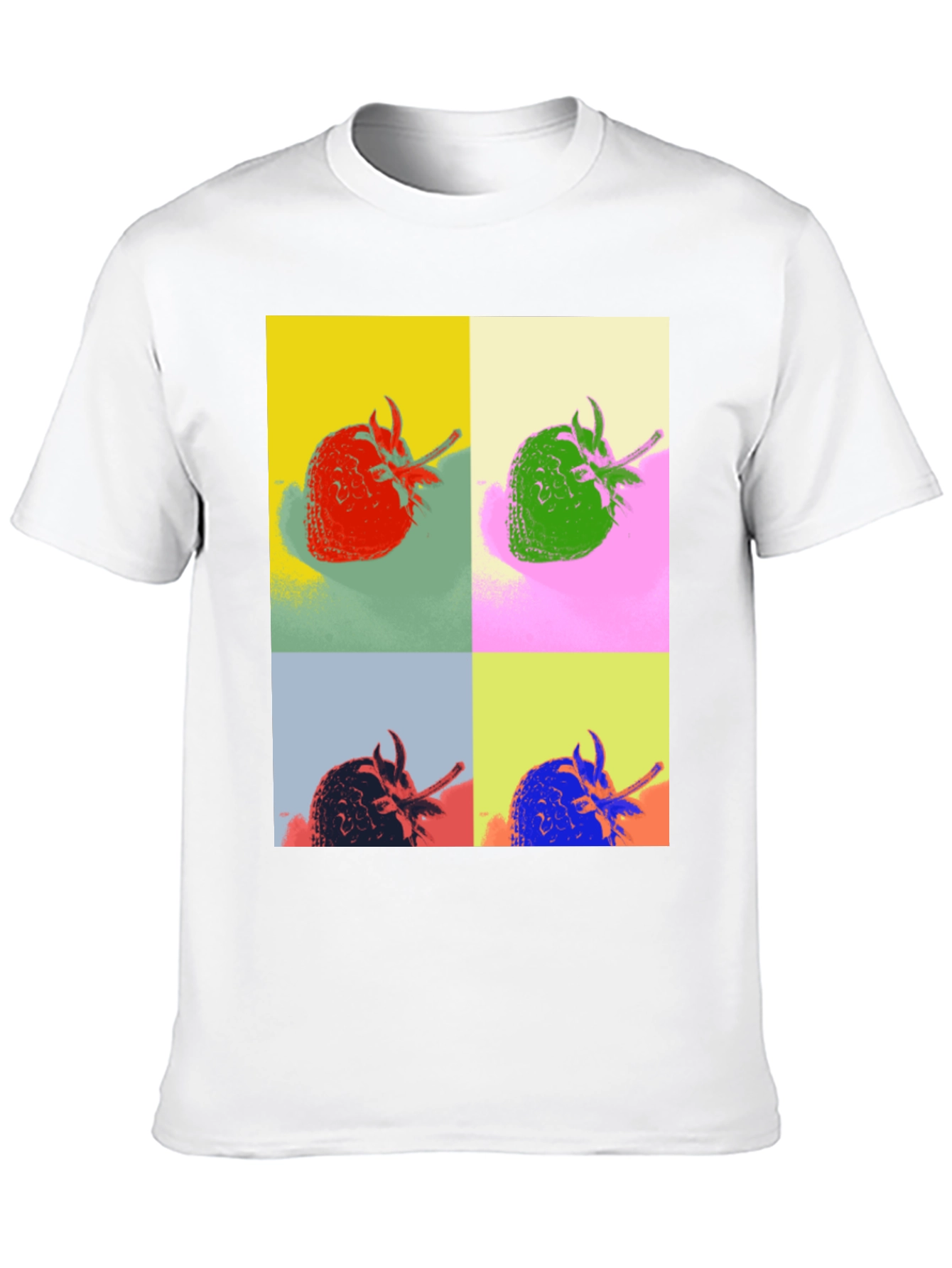 Pop Art Strawberry Graphic Tee - Black
