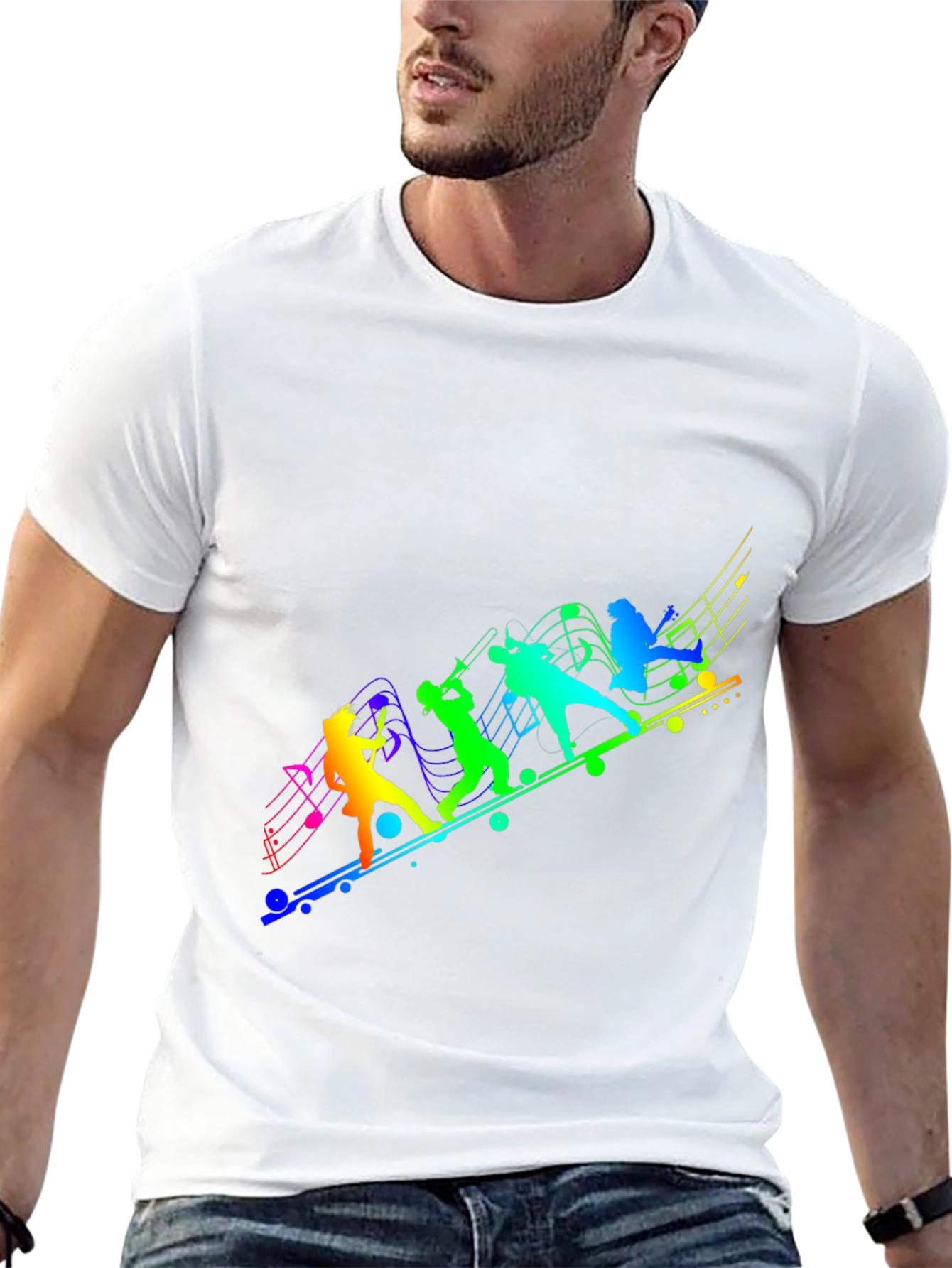 Rainbow Music Band Graphic Black Tee