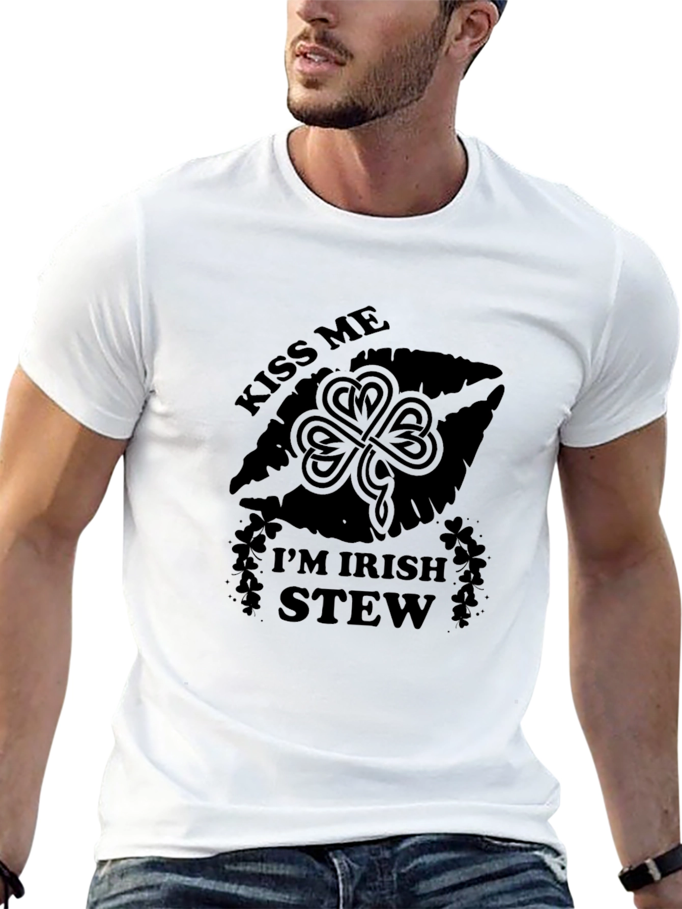 Kiss Me Im Irish Stew Black T-Shirt