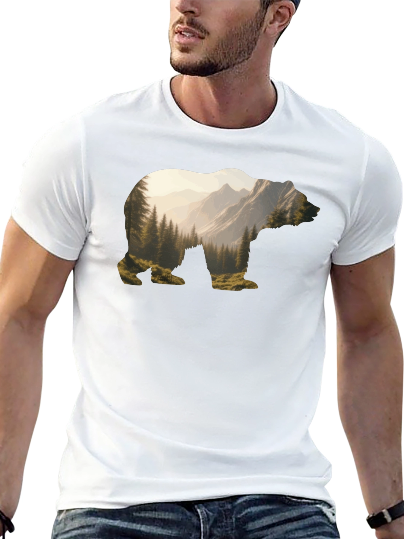 Nature Bear Graphic T-Shirt - Mountain Forest Tee