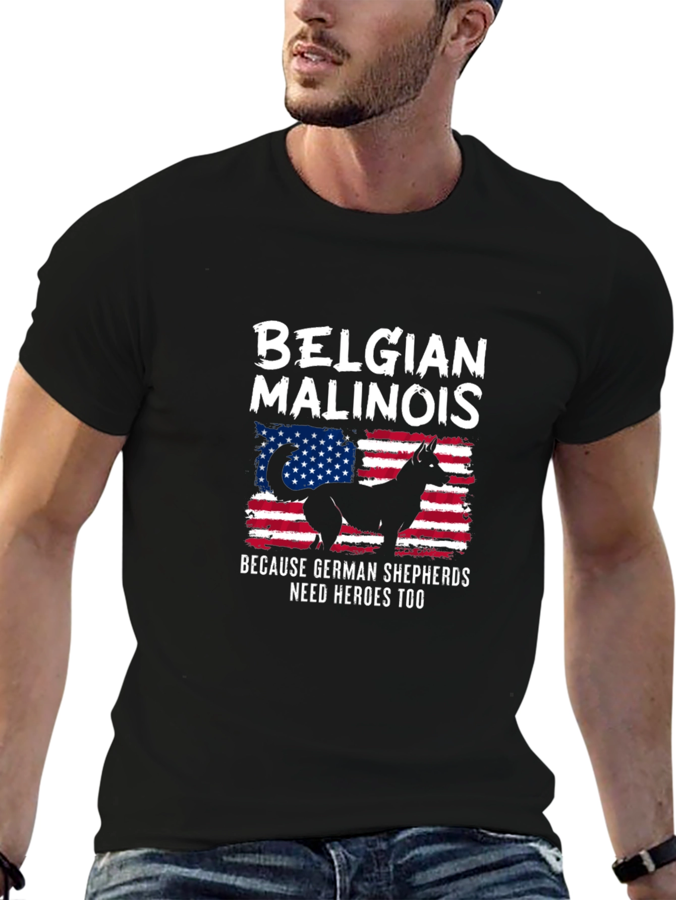 Belgian Malinois USA Flag T-Shirt - Dog Lover Tee