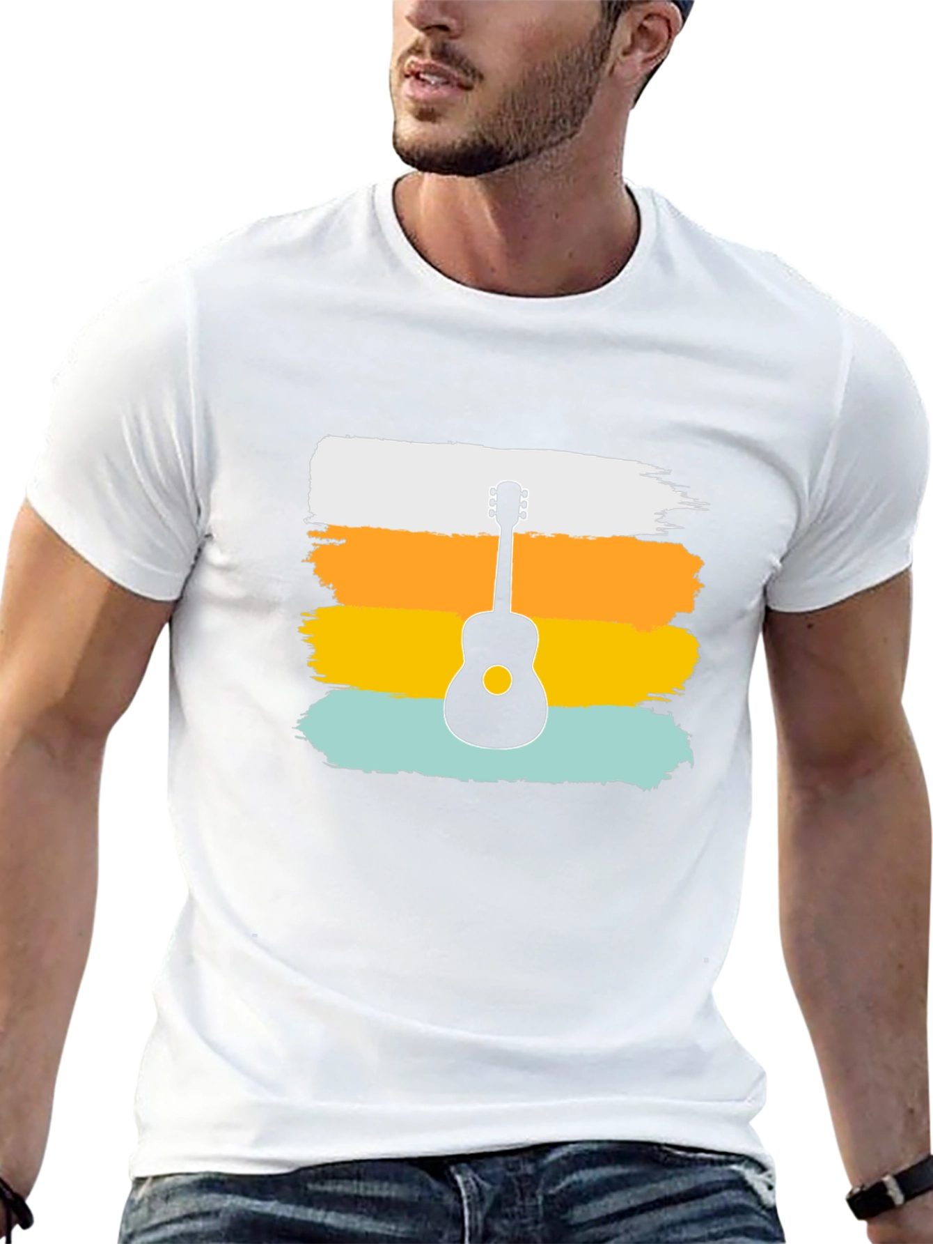 Retro Guitar Graphic Tee - Stylish Music Lover Shirt