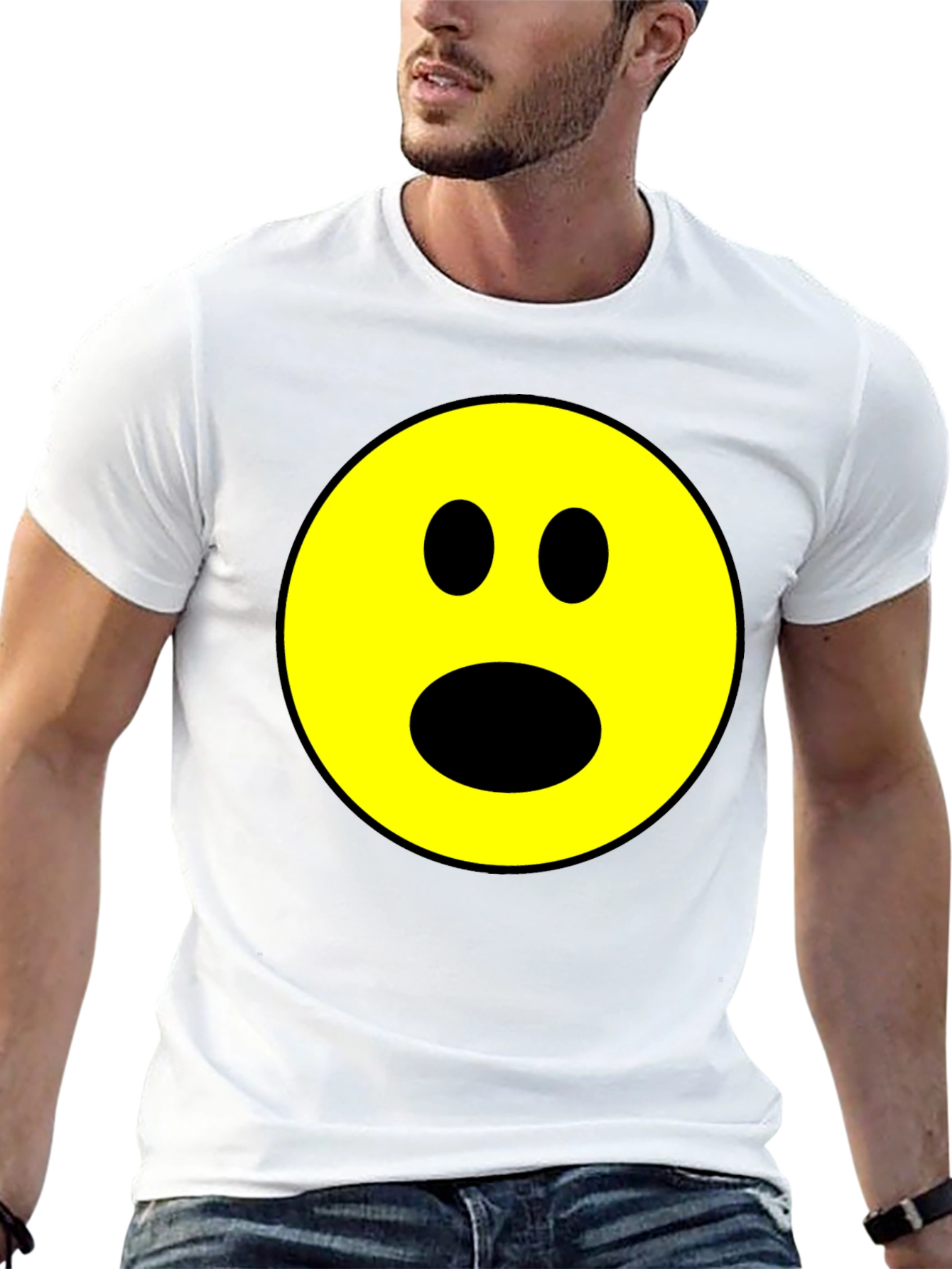 Shocked Emoji Graphic T-Shirt - Black
