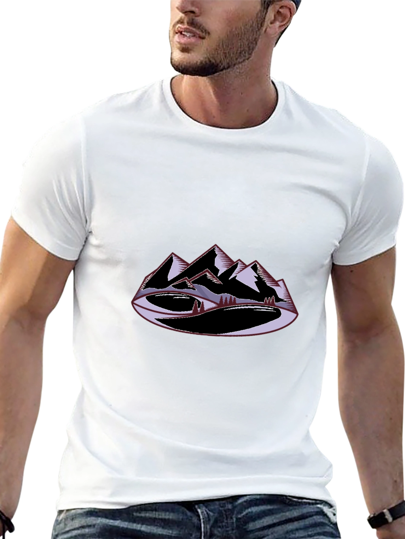 Mountain Graphic Black T-Shirt Casual Wear