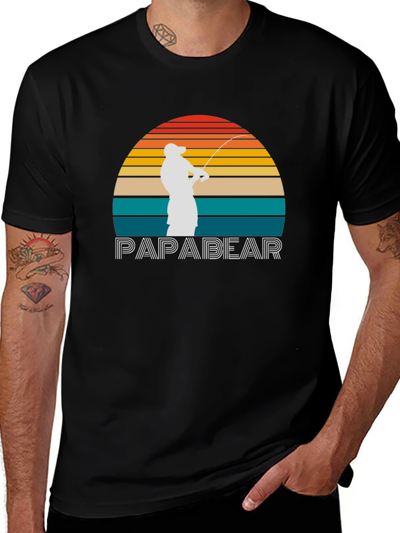 Papa Bear Fishing Graphic T-Shirt