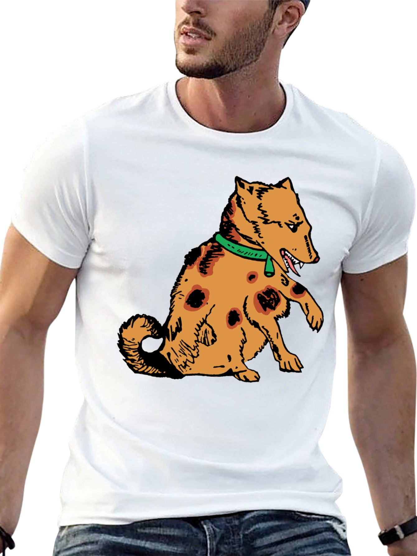 Cartoon Dog Graphic Tee - Mens Black T-Shirt