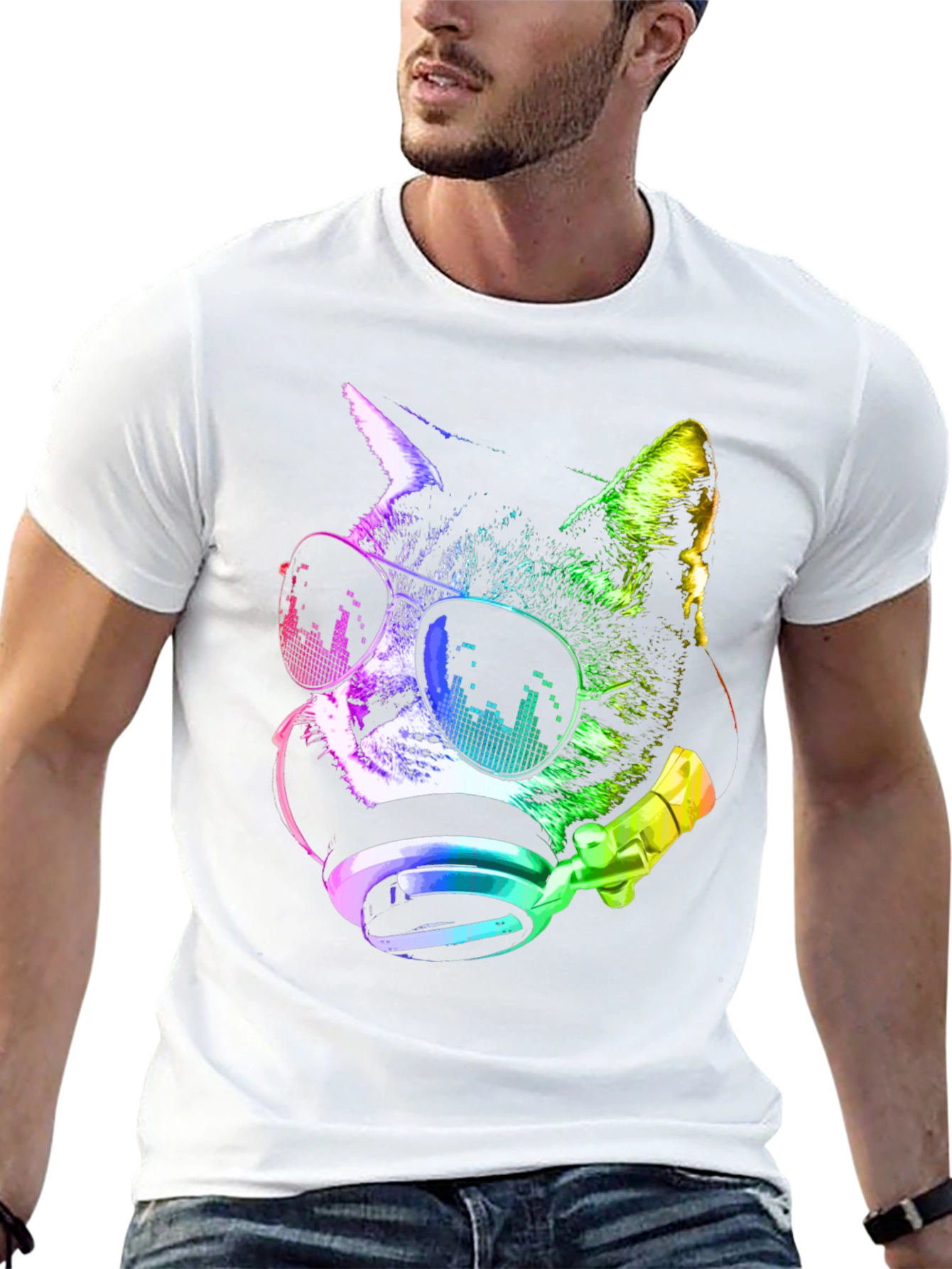 Cool Cat DJ T-Shirt - Black Graphic Tee