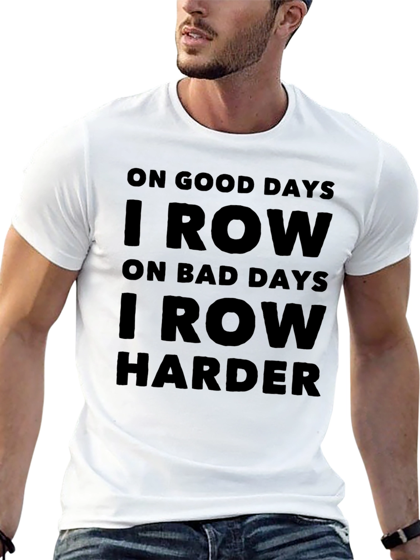Rowing Motivation T-Shirt - I Row Harder Black