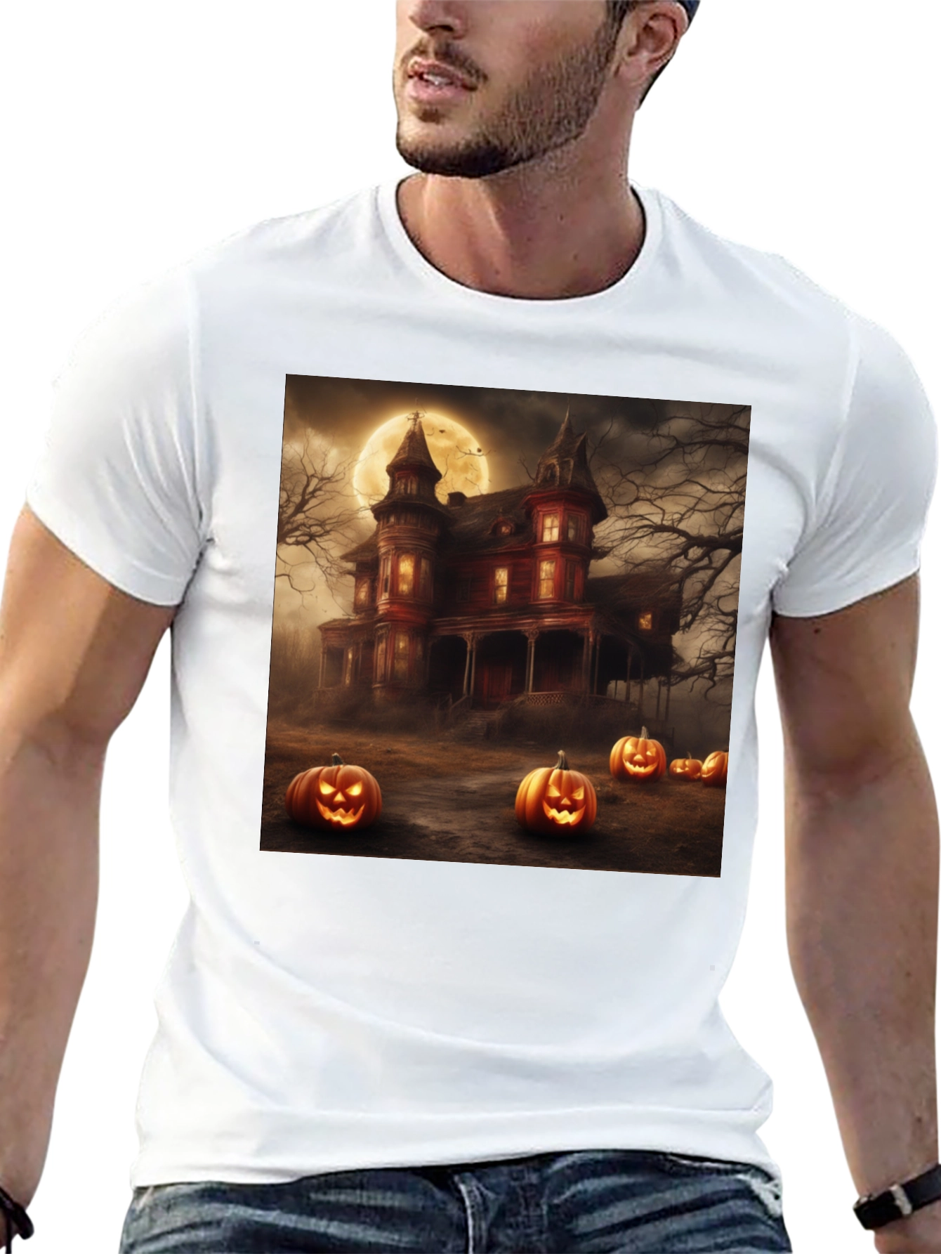 Halloween Haunted House Graphic Tee