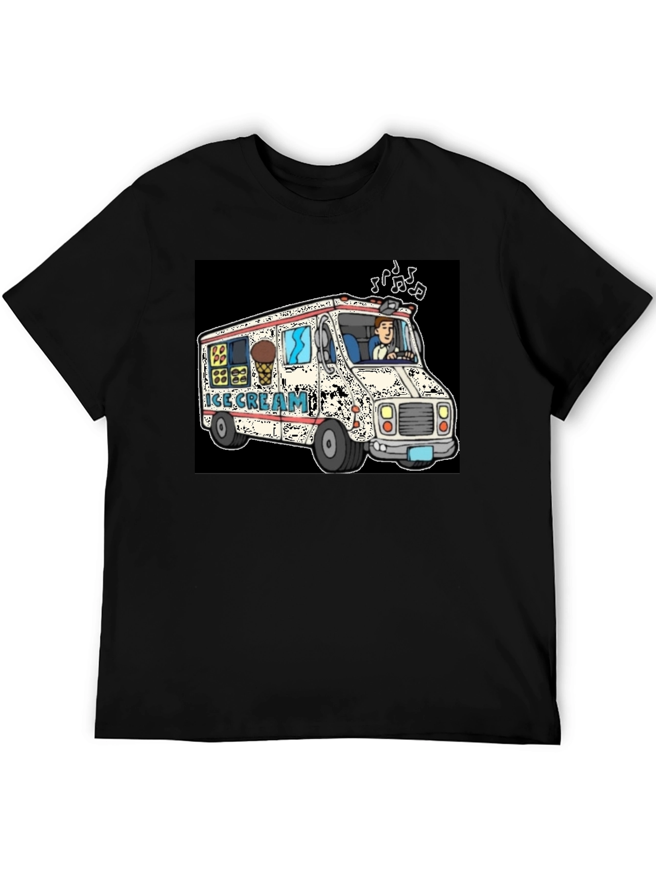 Ice Cream Truck Graphic T-Shirt - Novelty Cartoon Tee