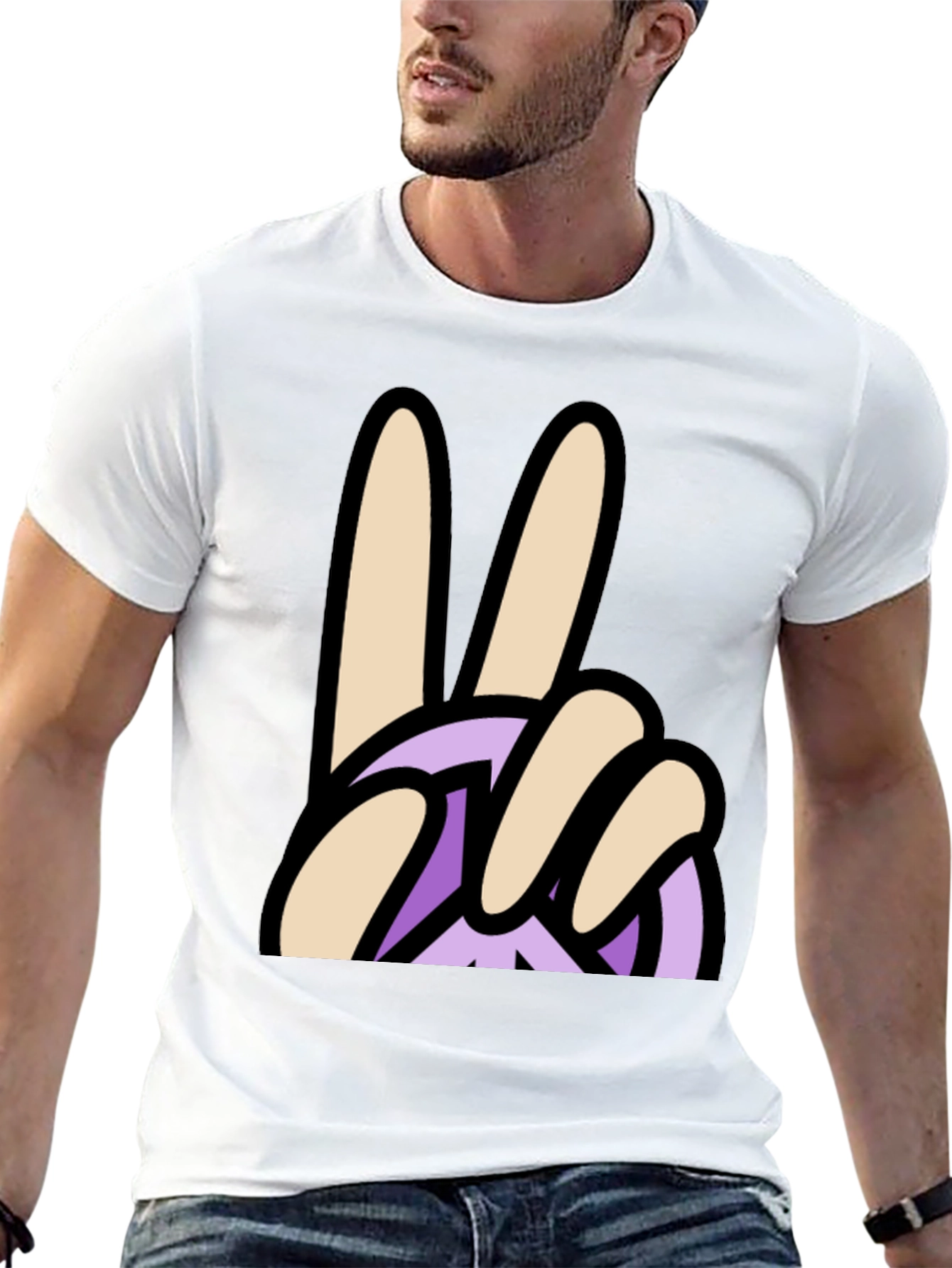 Peace Sign Graphic T-Shirt - Casual Black Tee