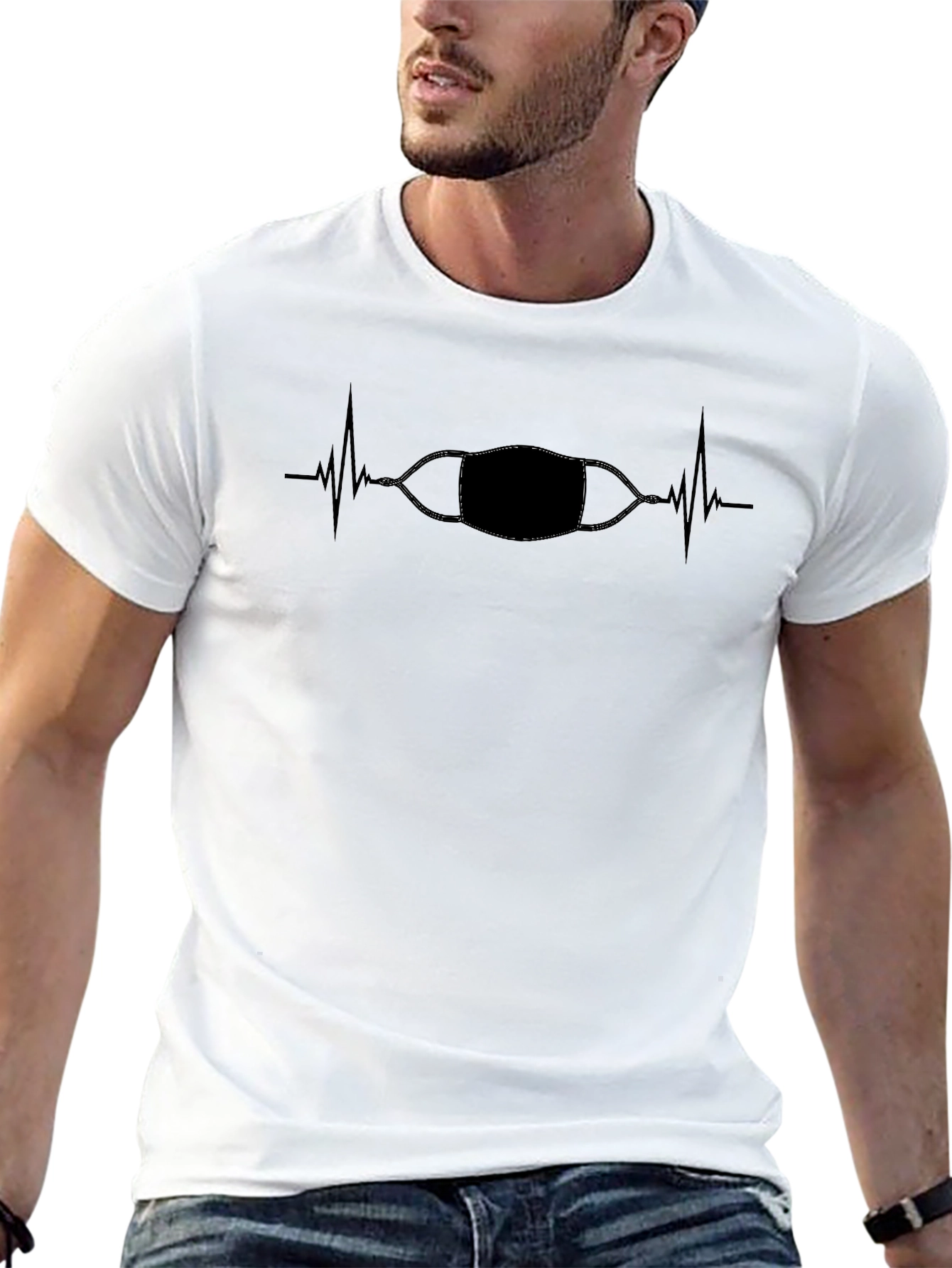 Mask Pulse Graphic Tee - Stylish and Protective