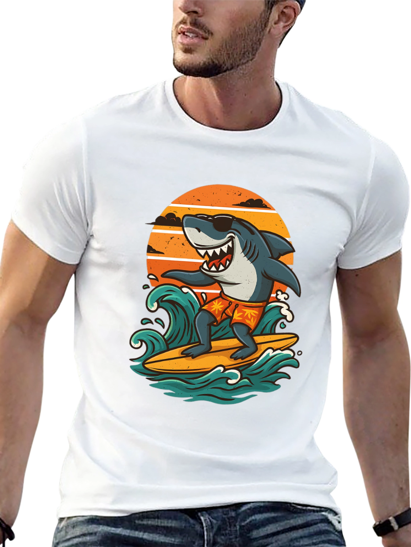 Surfing Shark Graphic Tee