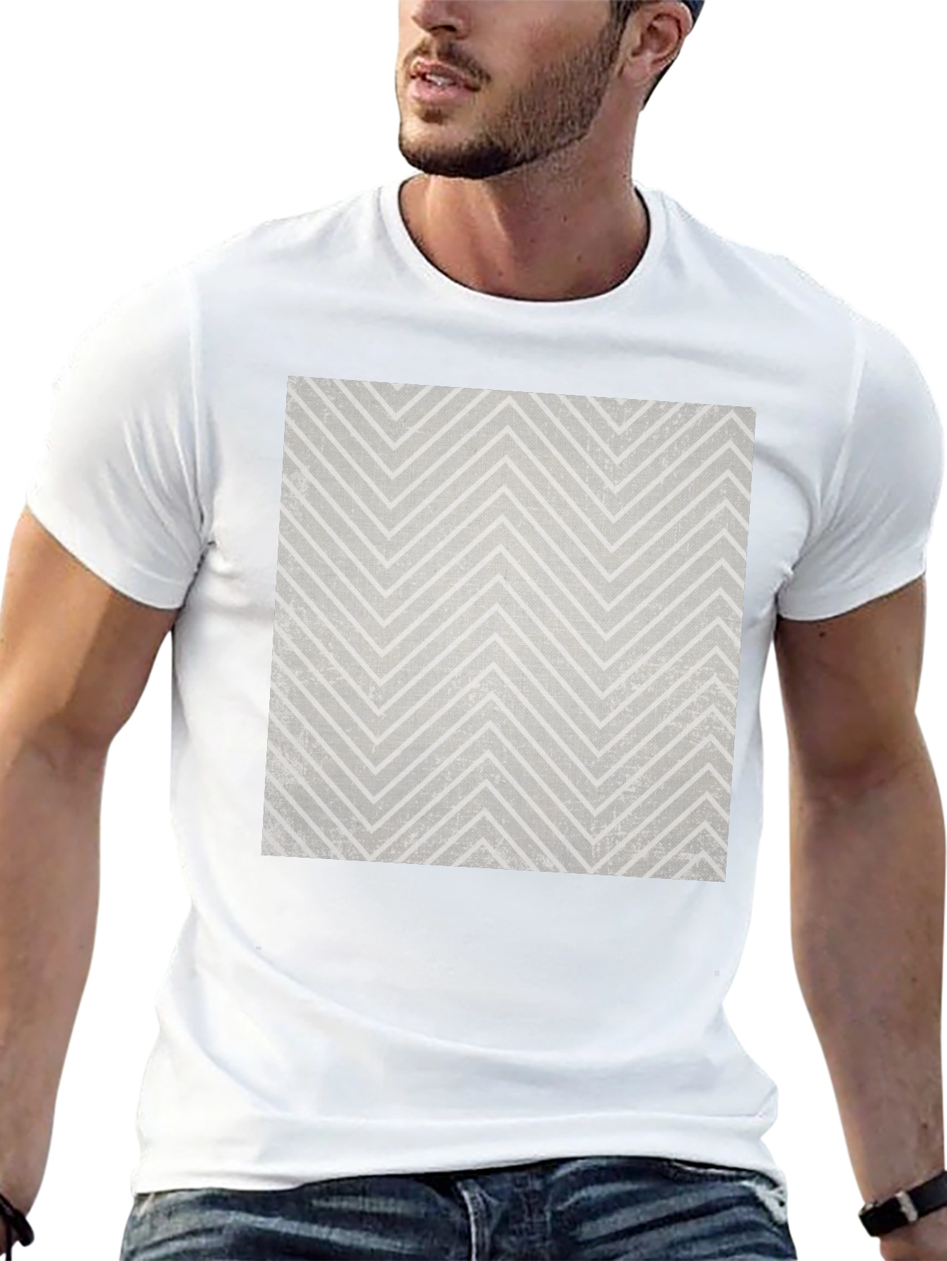 Modern Chevron Pattern Black T-Shirt