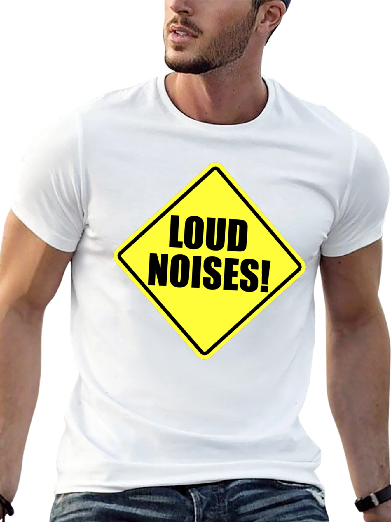 Loud Noises Warning Sign T-Shirt - Black