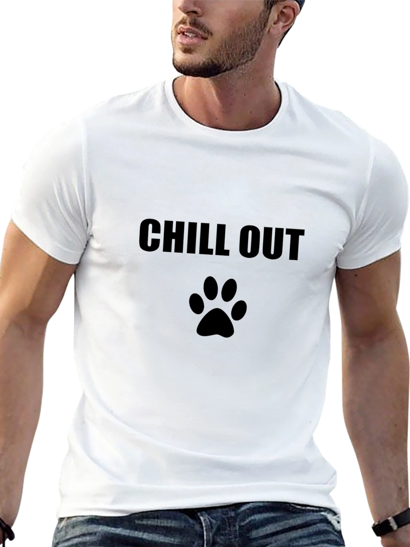 Chill Out Dog Paw Print Graphic T-Shirt