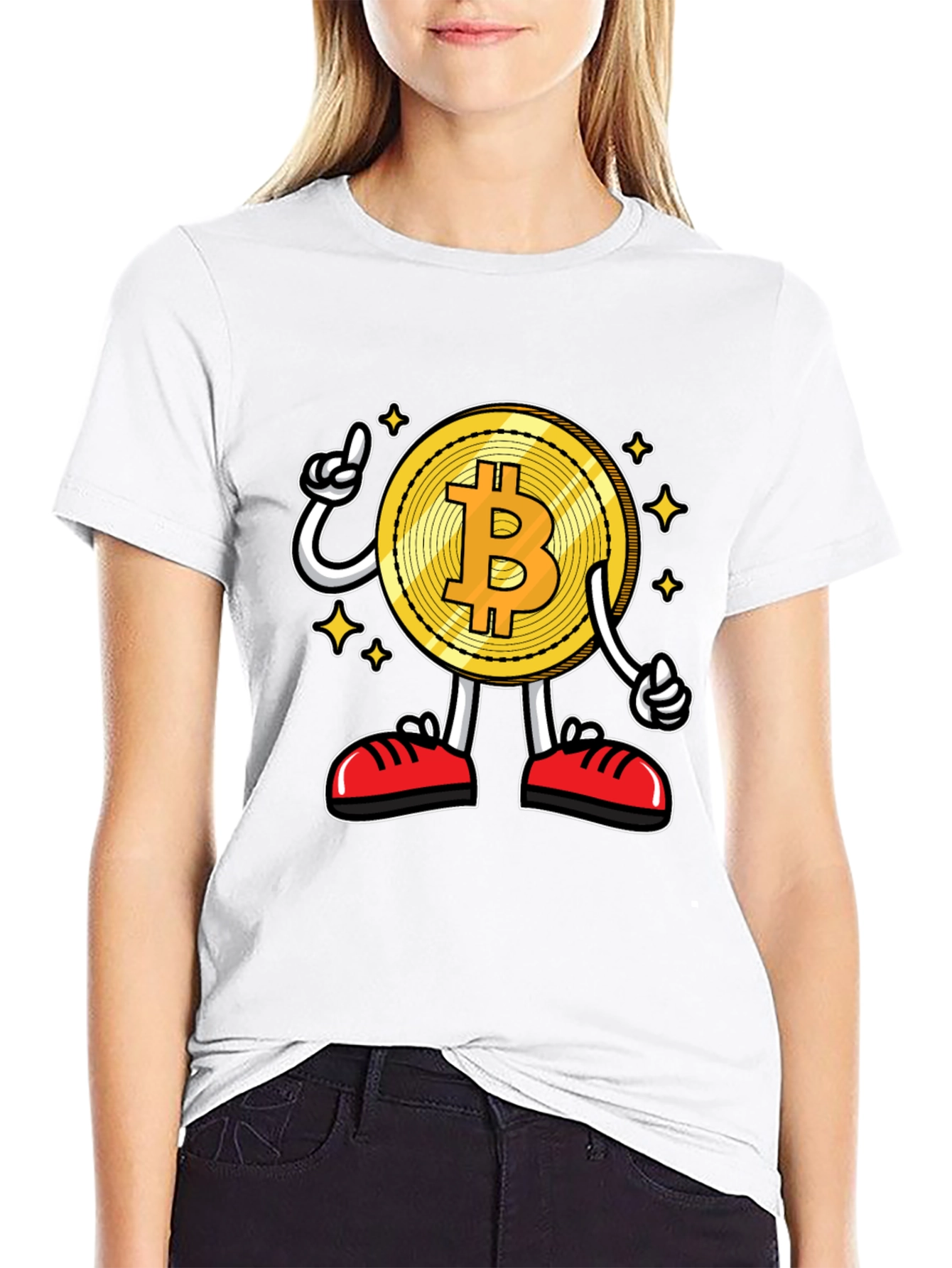 Bitcoin Cartoon Graphic Black T-Shirt