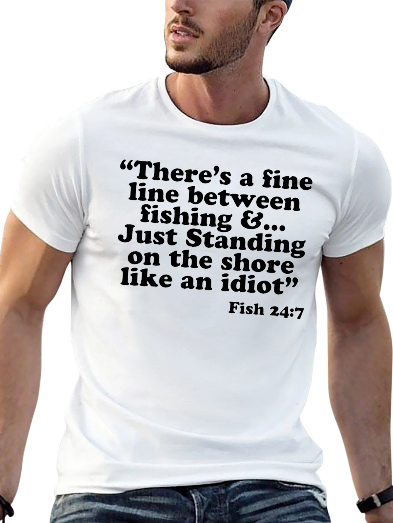 Funny Fishing Graphic T-Shirt - Shore Idiot