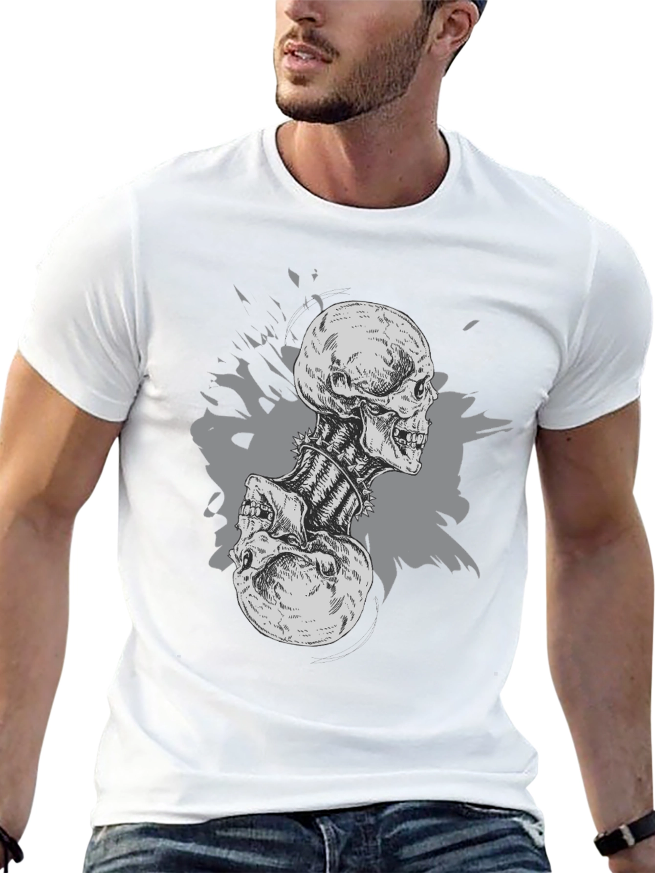 Skull Graphic Print Black T-Shirt