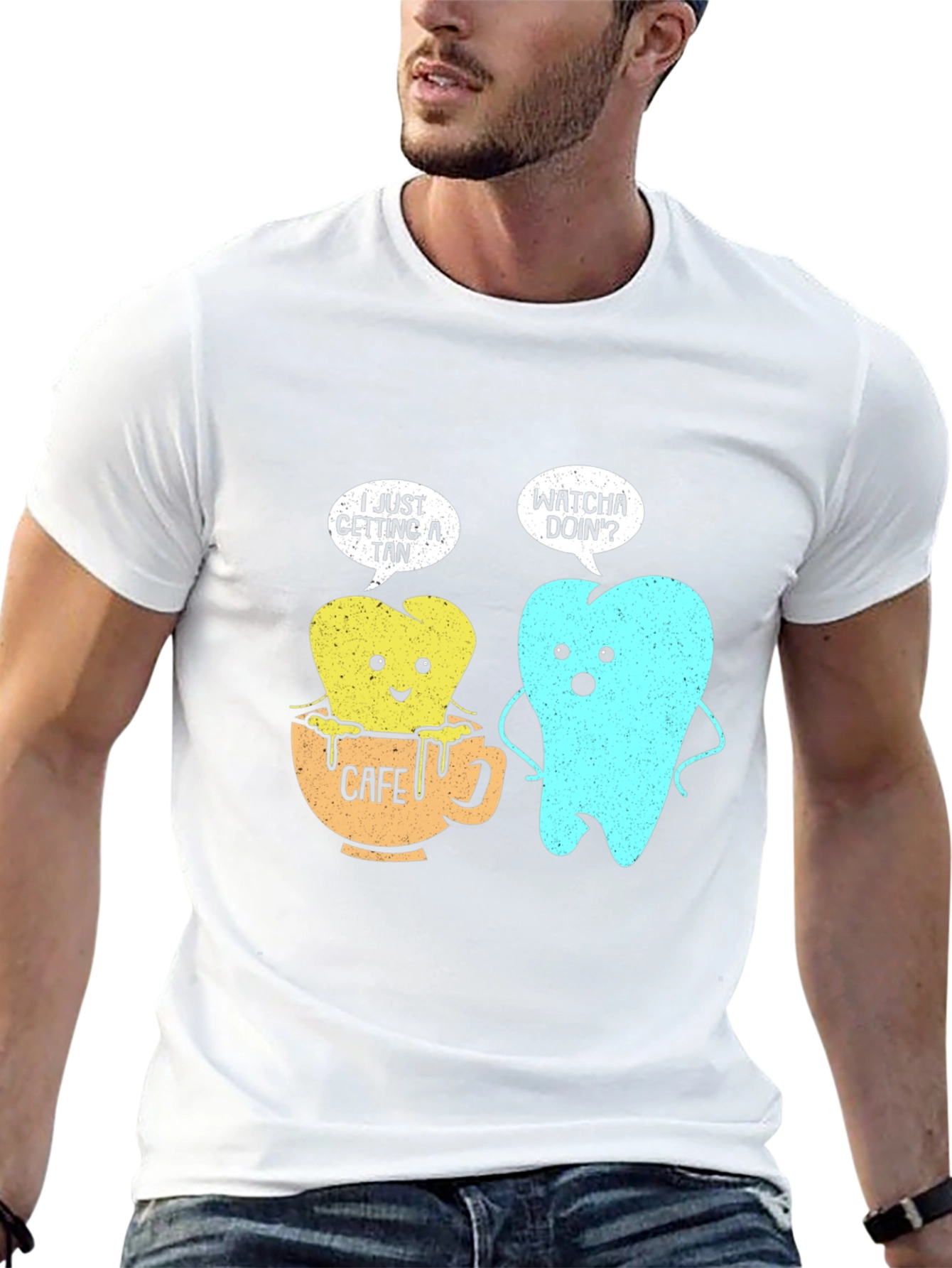 Funny Tooth Cafe Au Tan Graphic T-Shirt