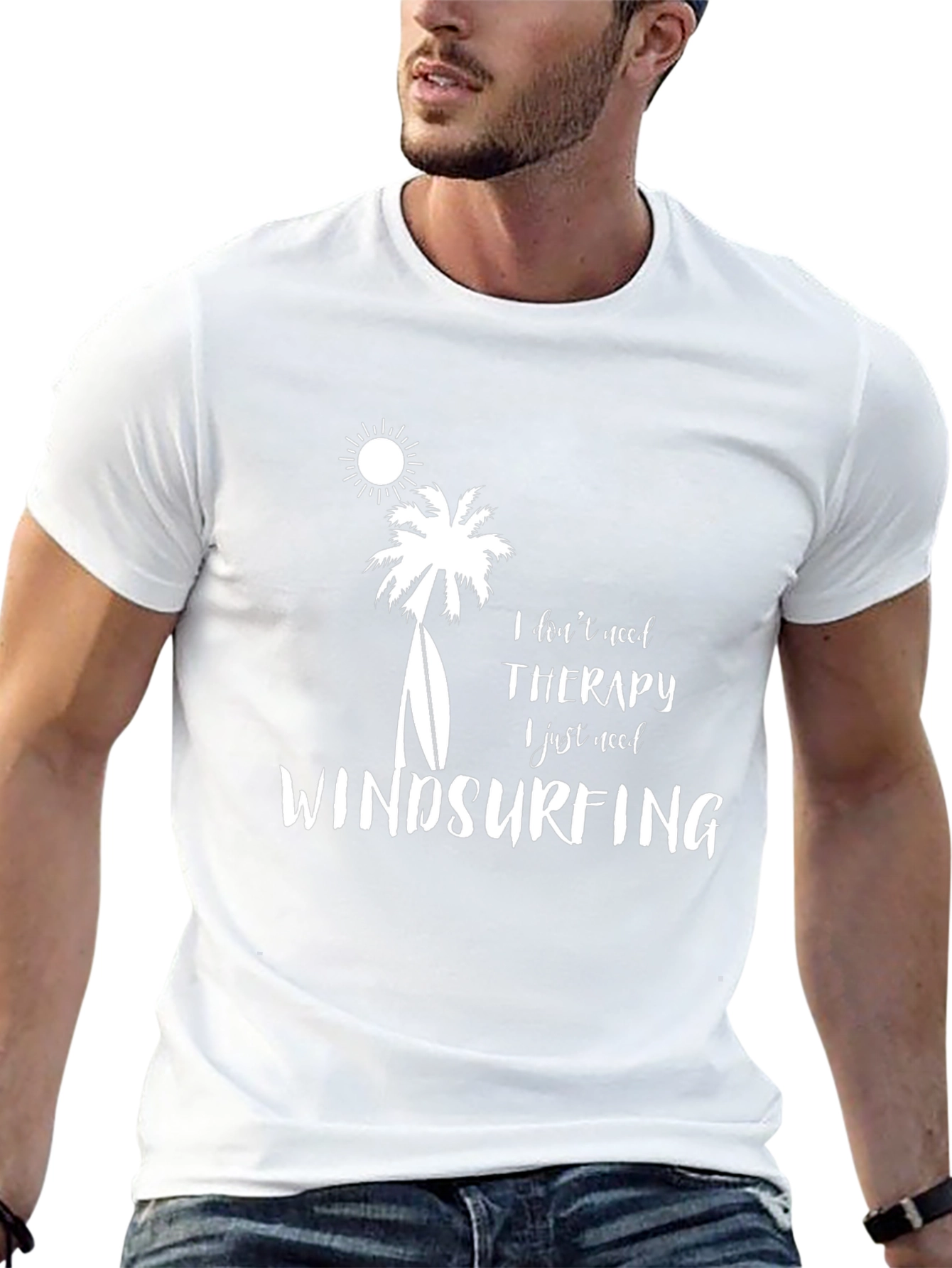 Windsurfing Therapy T-Shirt - Black Cotton Tee