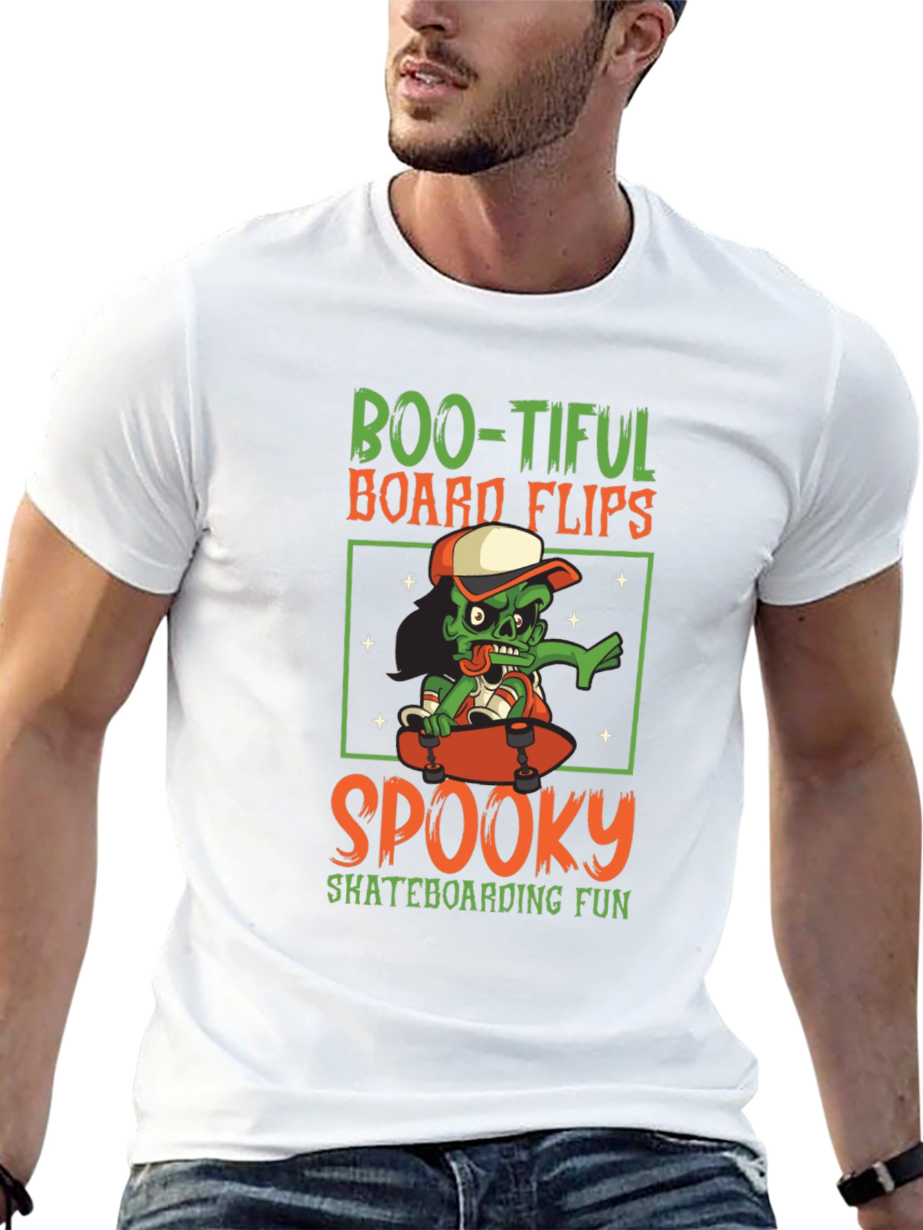 Boo-tiful Skateboarder Graphic Tee - Halloween Shirt