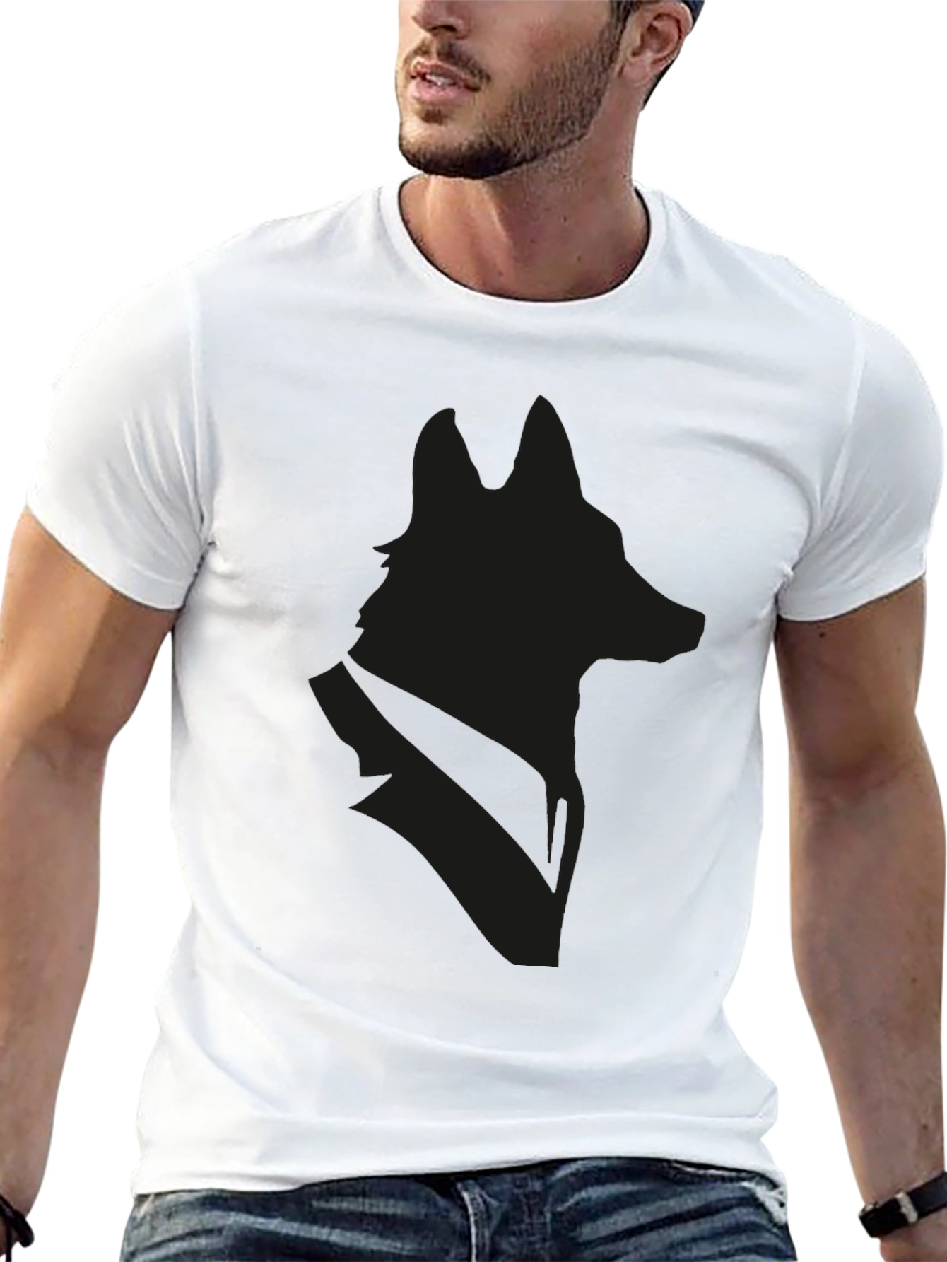 Black Wolf Silhouette Graphic Tee - Modern Style