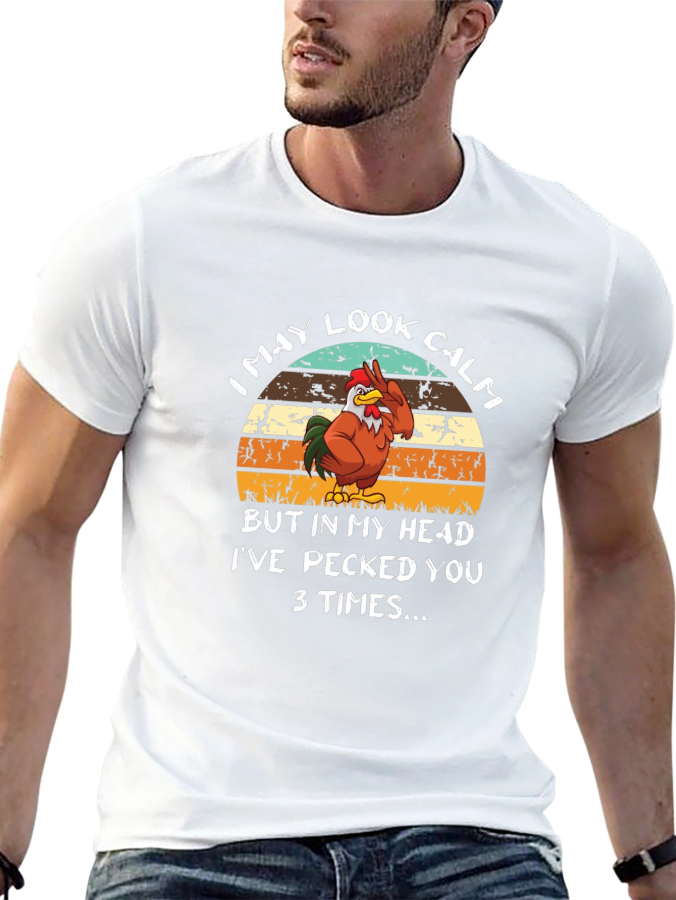 Funny Rooster T-Shirt - I May Look Calm