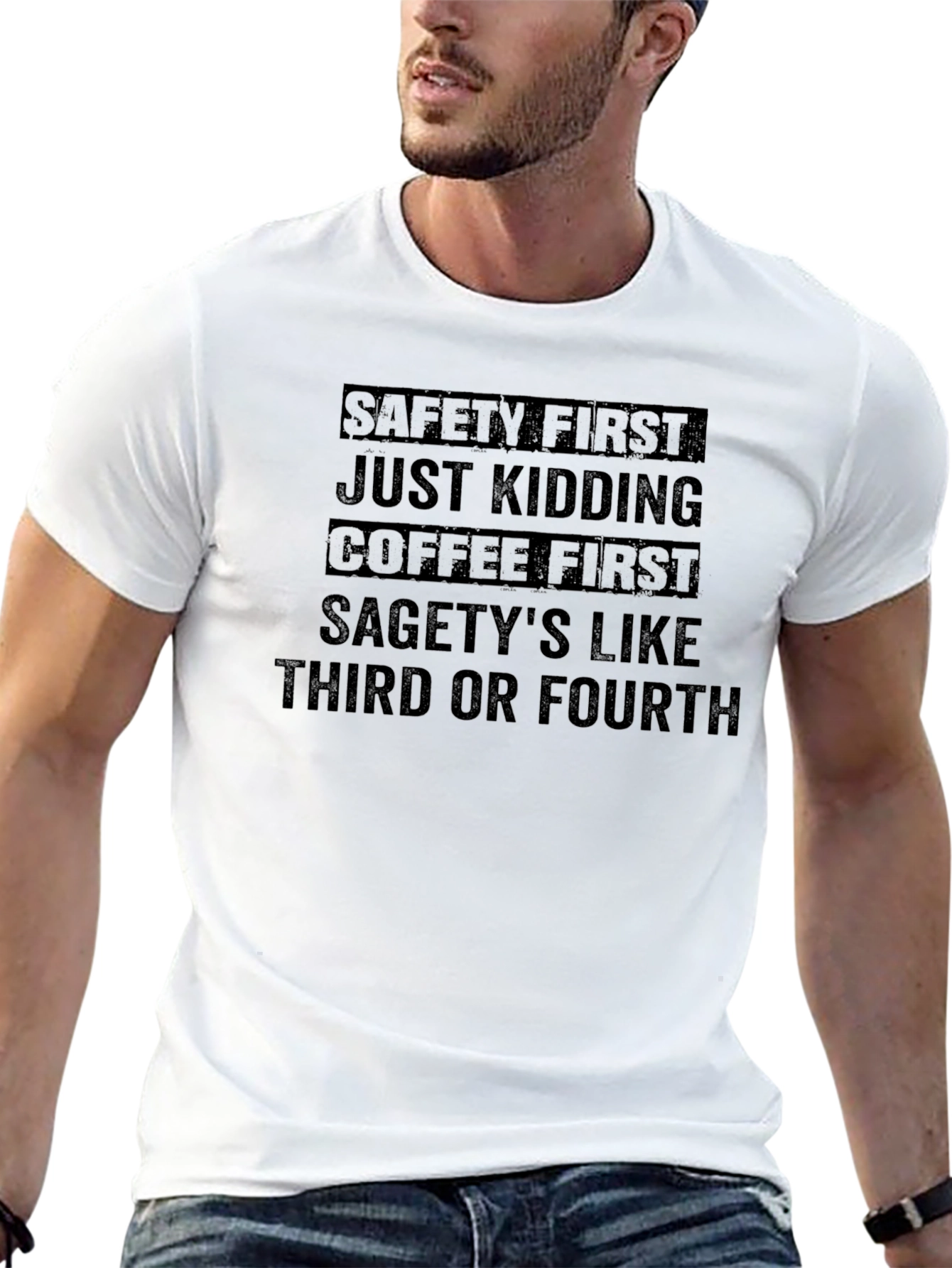 Coffee First Funny Graphic T-Shirt - Unisex
