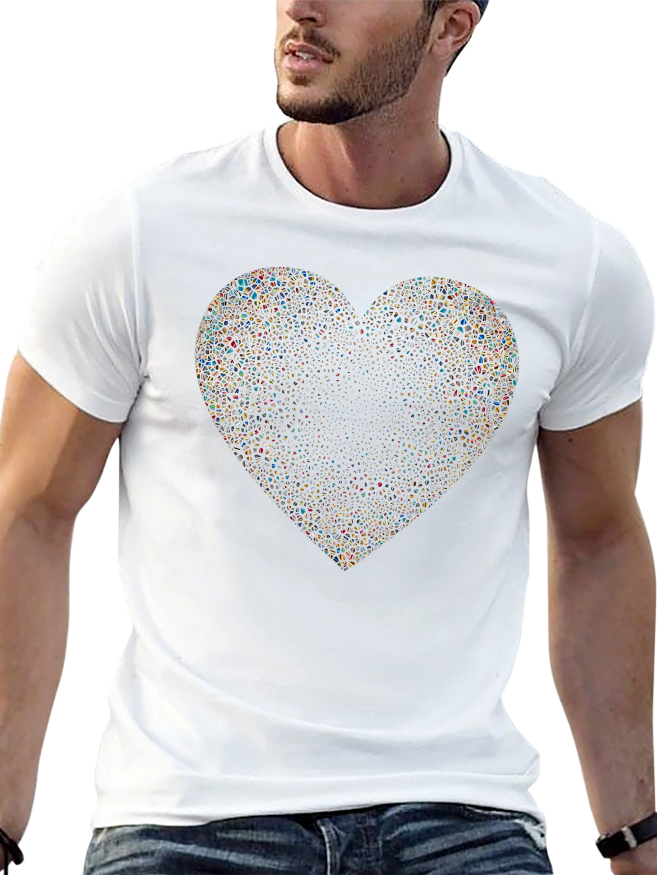 Abstract Mosaic Heart Black T-Shirt