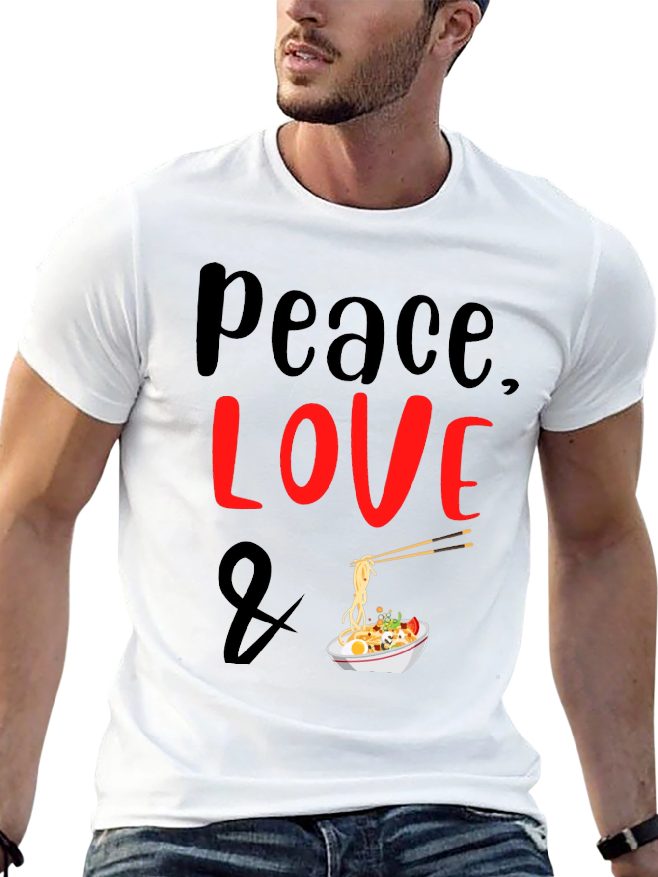 Peace Love Ramen Noodles Graphic T-Shirt