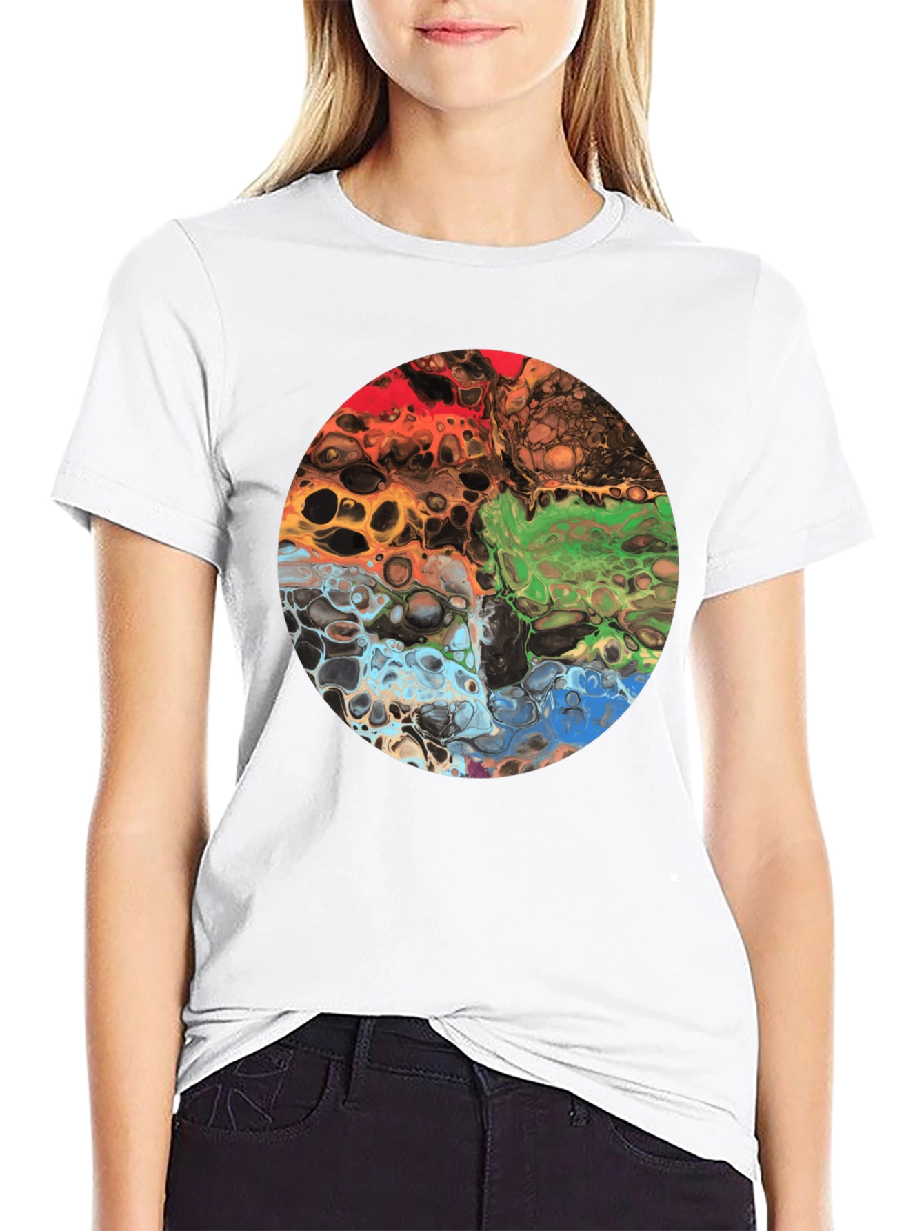 Abstract Fluid Art Graphic Tee - Black