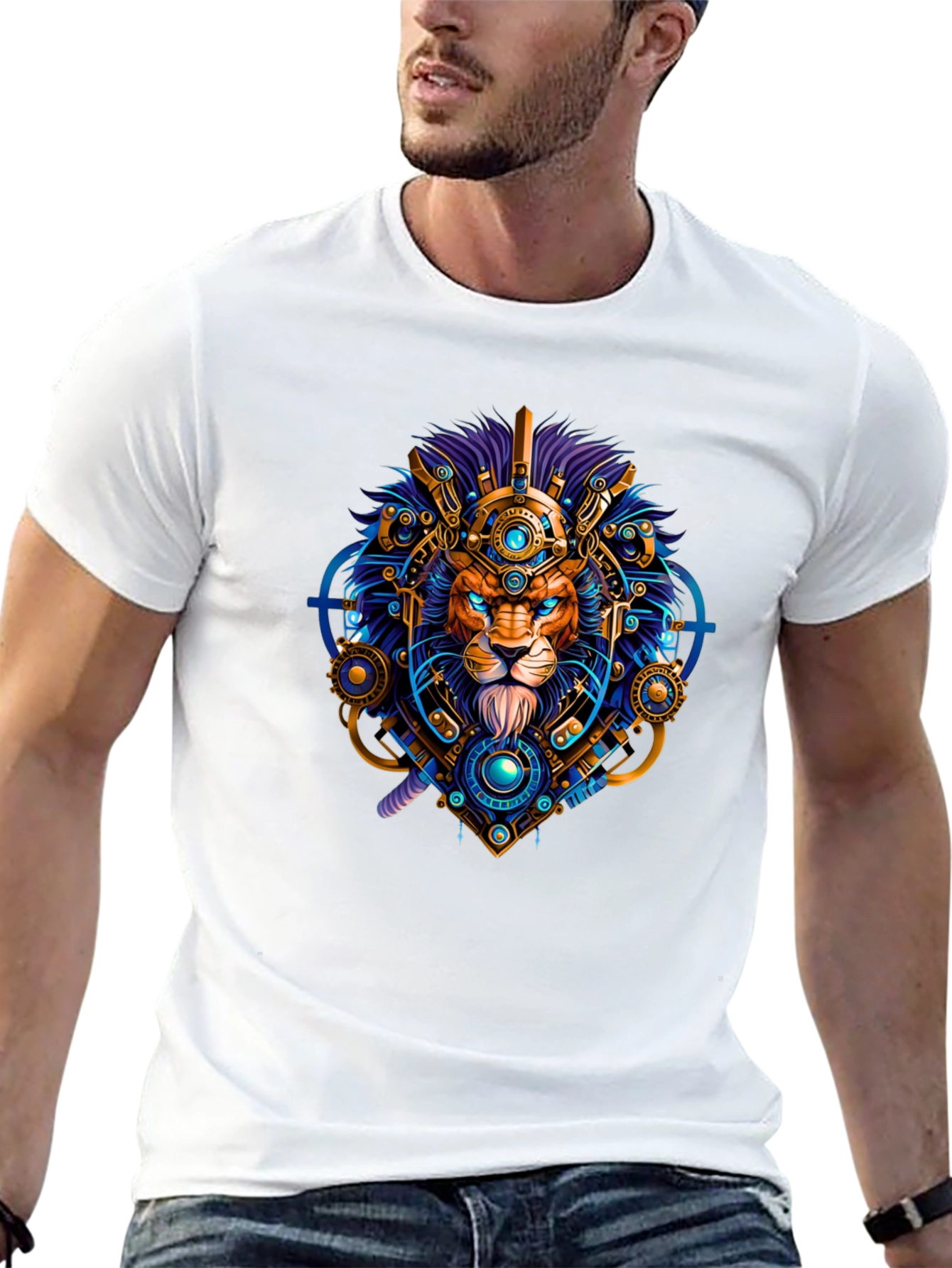 Lion Techwear Graphic Tee - Bold Unique Design