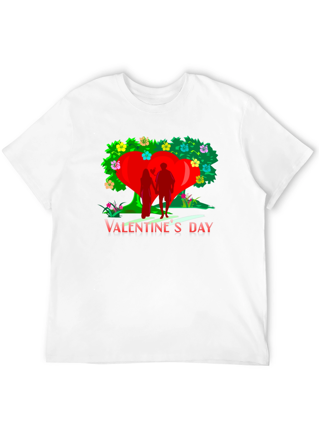 Valentines Day Heart Tree Graphic Tee - Black