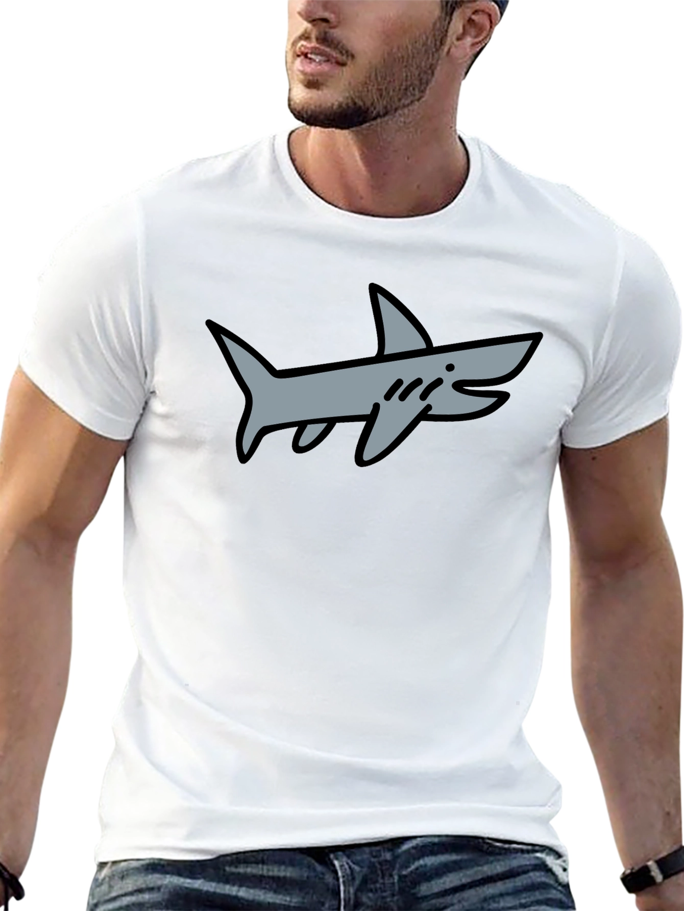 Shark Graphic Tee - Black Cotton Blend