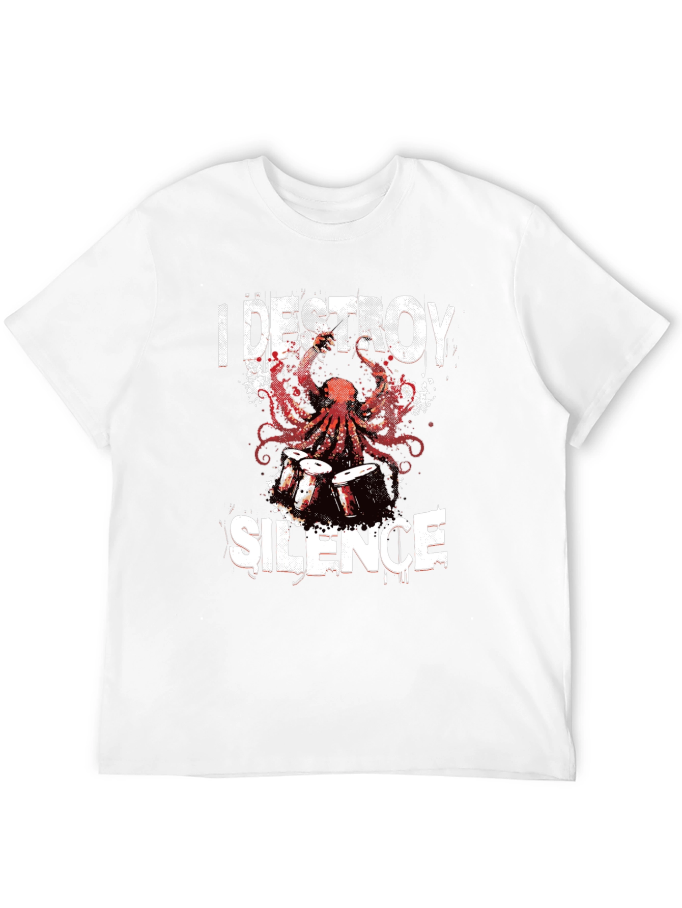 Destroy Silence Octopus Drums Graphic T-Shirt