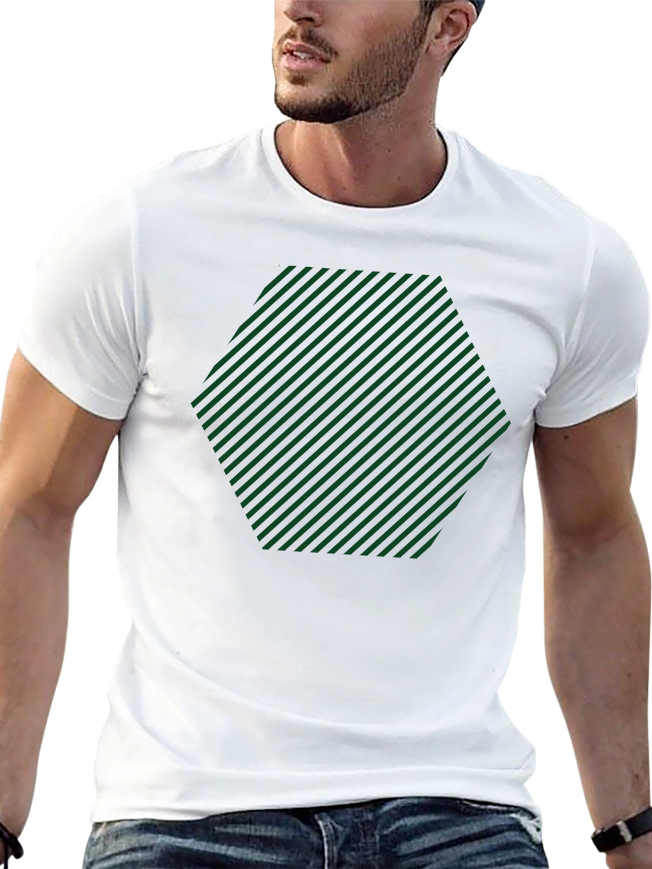 Stripped Hexagon Graphic Tee - Casual Style