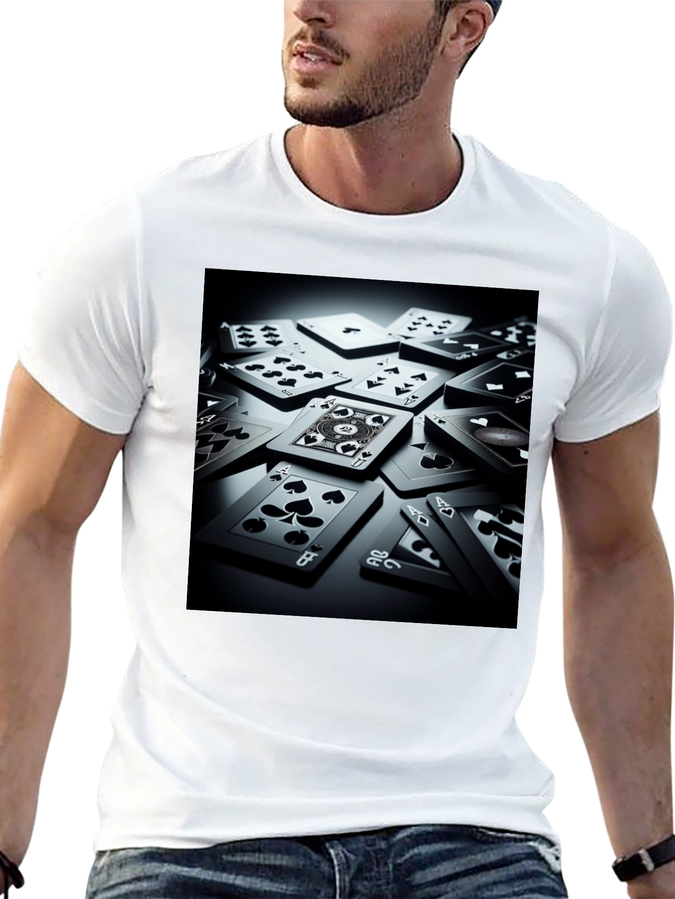Playing Cards Graphic T-Shirt - Black Cotton Tee