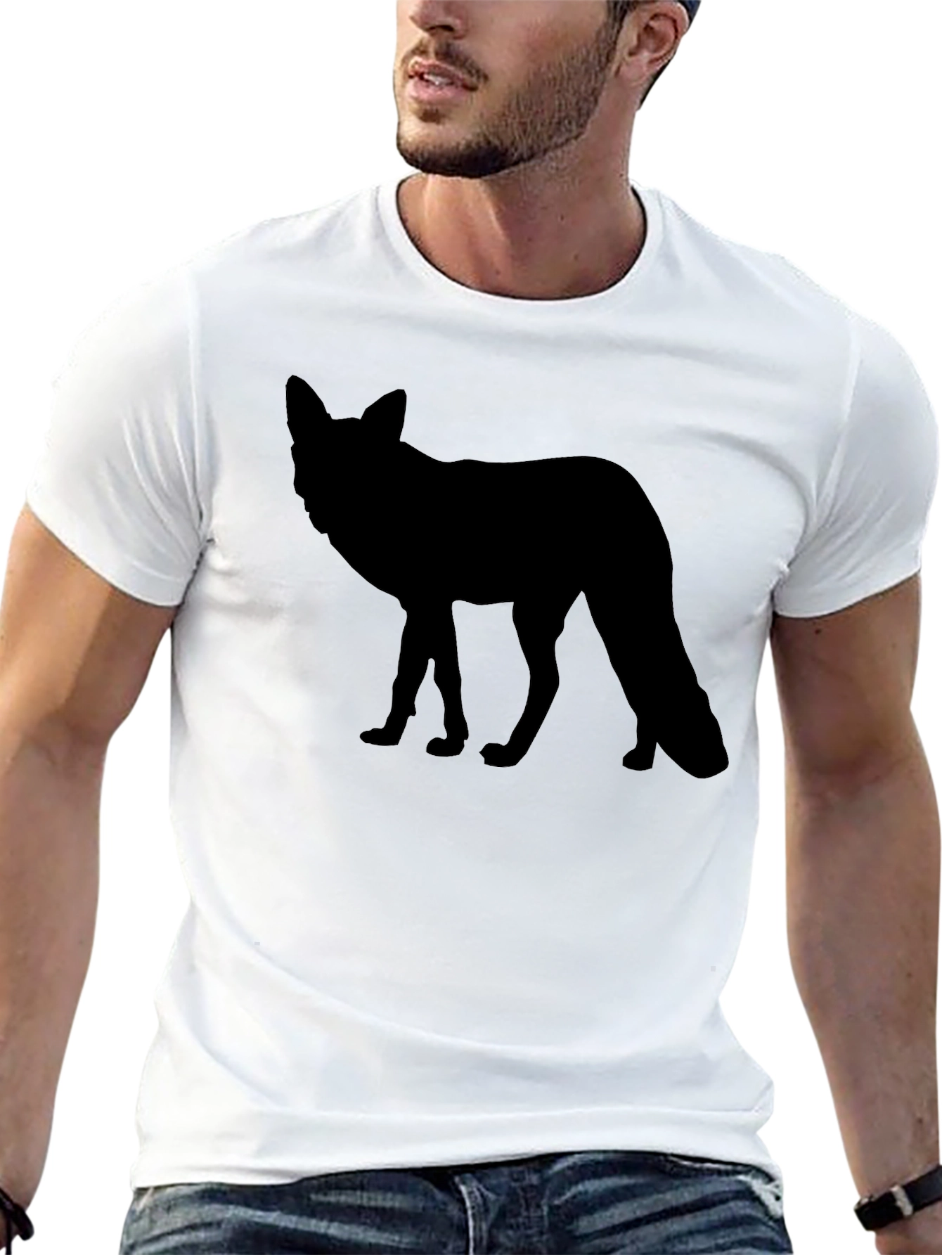 Mens Black T-Shirt - Fox Silhouette