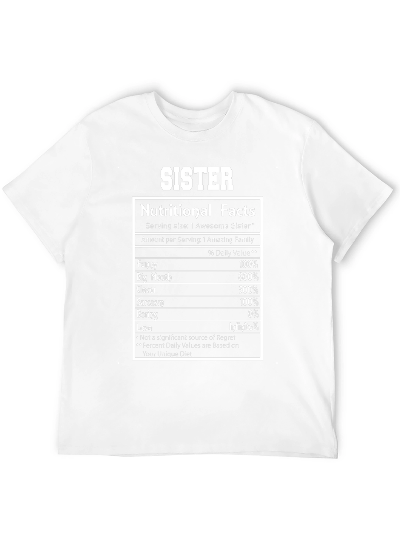 Sister Nutritional Facts Graphic T-Shirt