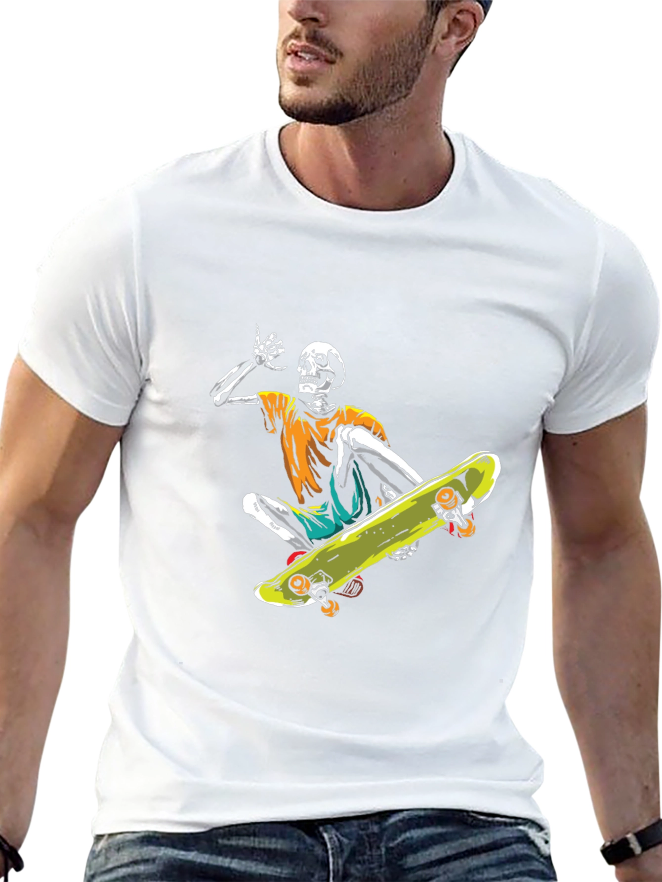 Skeleton Skateboarder Graphic Tee - Cool Casual Style