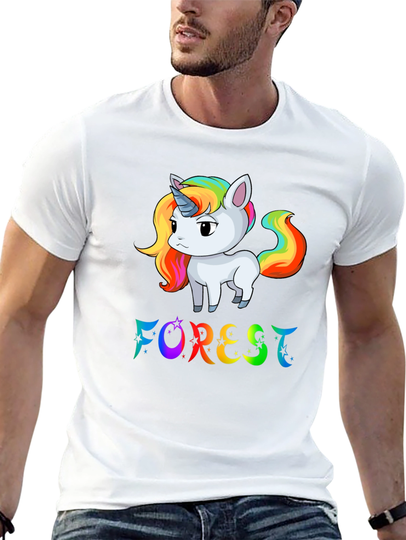 Rainbow Unicorn Forest Graphic T-Shirt