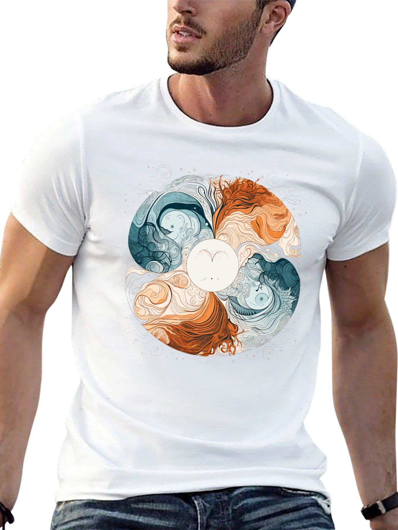 Yin Yang Style Graphic Tee - Balance & Harmony