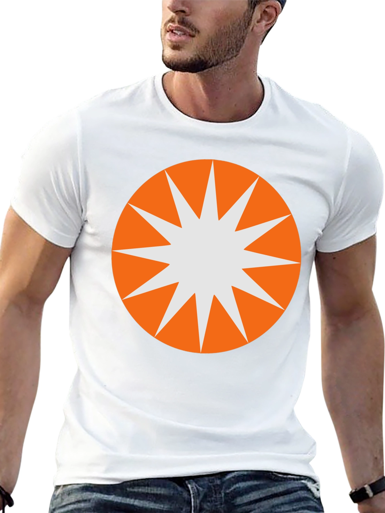 Starburst Graphic Tee - Black Cotton Blend Casual T-Shirt