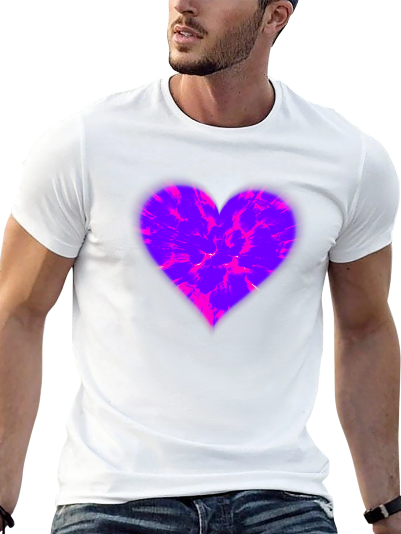 Heart Burst Graphic Tee - Stylish Mens Black T-Shirt