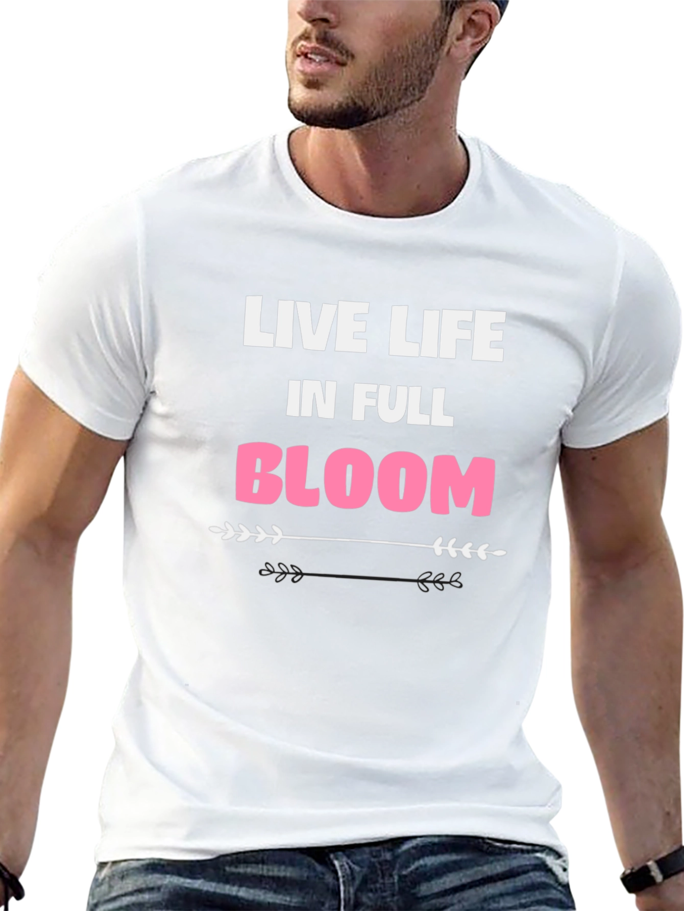 Live Life in Full Bloom Graphic Tee - Black